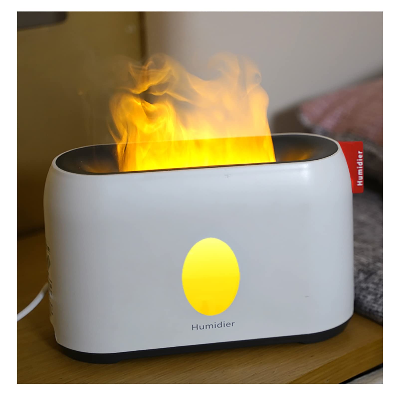 Creative Simulation Flame Humidifier with Remote Control - 200ml USB Silent Aroma Diffuser for Bedroom, Office & Yoga Studio - Essential Oil Diffuser with Timer & Mood Lighting - Easy to Clean White Humidifier for Relaxation, Aromatherapy & Home Decor