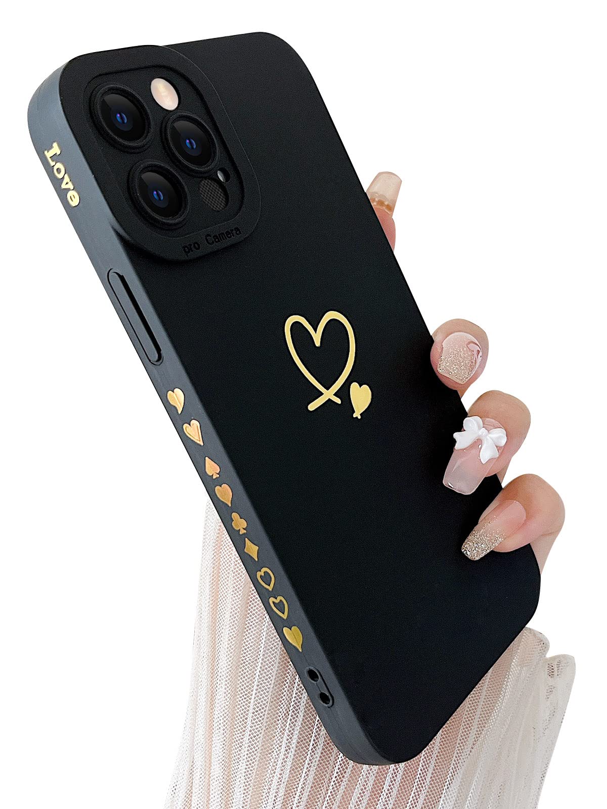 Premium Cute Plated Love Heart iPhone 11 Pro Max Case (6.5 inch) - Shockproof Soft TPU Cover with Camera Protection & Anti-Fall Design for Women & Girls | Perfect for Daily Use, Travel & Gift Giving