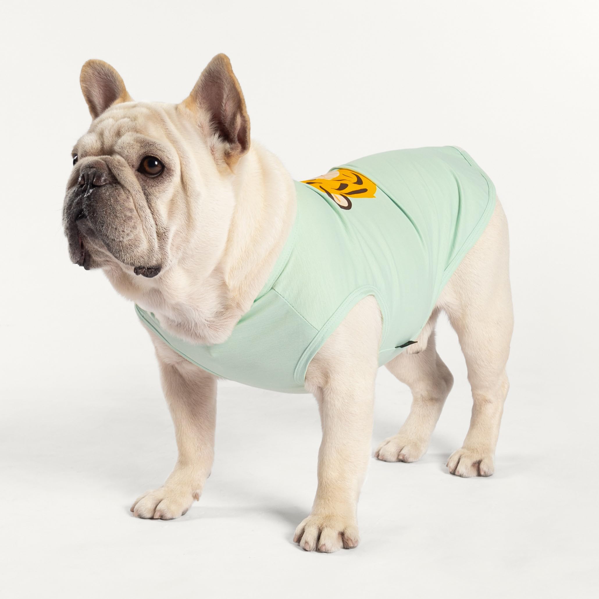 Fitwarm 4 Pack Tiger Print Dog T-Shirts - Summer Pet Clothes for Small Dogs (Yellow, Brown, Black, Green) - Cute & Funny Pet Costume for Puppies - Perfect for Parties, Photo Shoots & Daily Walks