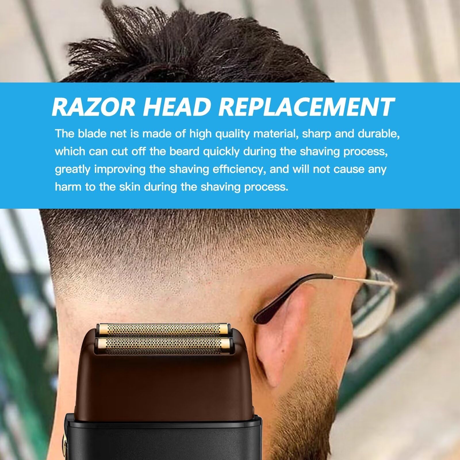 Upgraded 2-Pack Replacement Foil and Cutter Set for Barberology FXFS2 Electric Shaver - Double Foil Replacement Head for PRO Barberology Razors (Black) | Professional Hair Clipper Accessories for Barbershop & Home Grooming