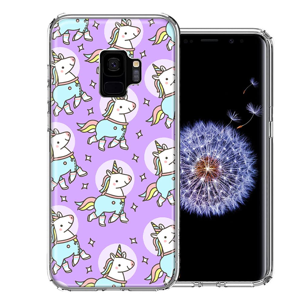 Cute Unicorns Purple Double Layer Phone Case for Samsung Galaxy S9 - Protective Cover for Everyday Use & Fashion Statement