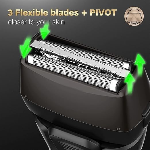 Premium Men's Electric Foil Shaver - Rechargeable Wet/Dry Cordless Razor with Pop-Up Trimmer & Precision Blades | Perfect for Travel, Daily Grooming & Sensitive Skin Shaving