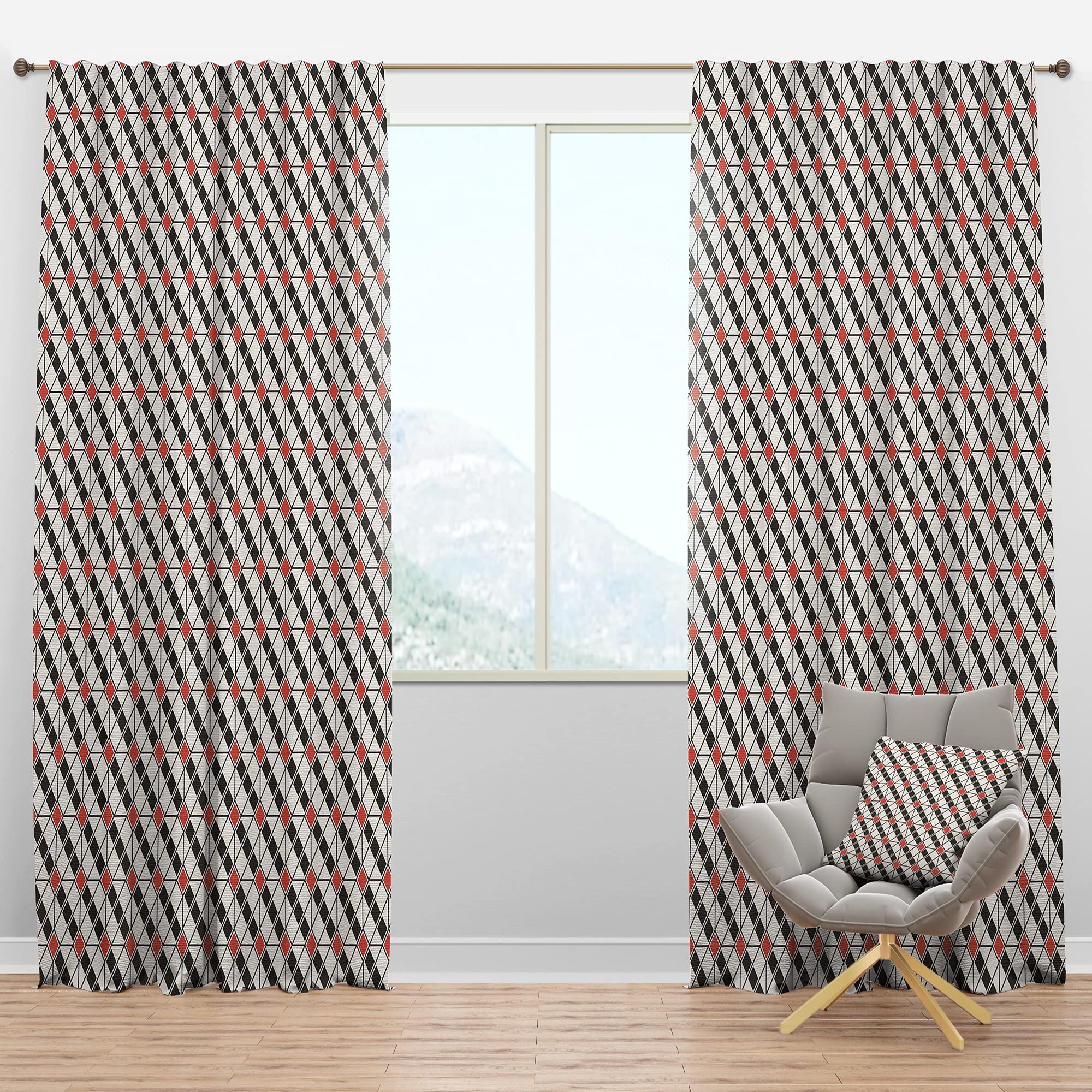 Blackout Curtains with Abstract Retro Pattern - Thermal Insulated Single Panel (52x120 inches) for Bedroom & Living Room - Perfect for Light Blocking, Privacy & Energy Efficiency