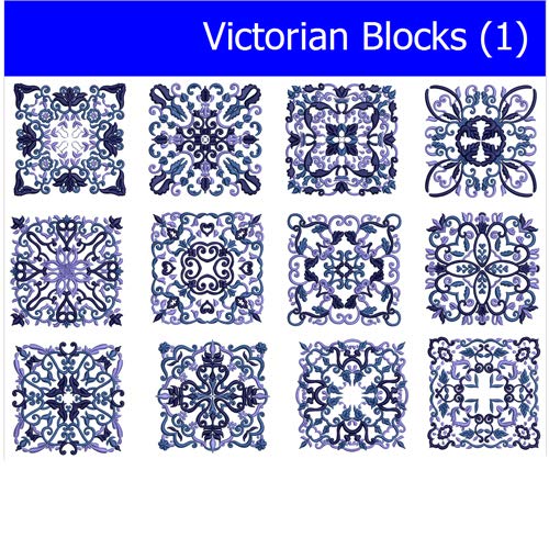 Threadart Machine Embroidery Design Bundles - Victorian Blocks Regional Set (USB Included) - Perfect for Quilting, Home Decor & Craft Projects