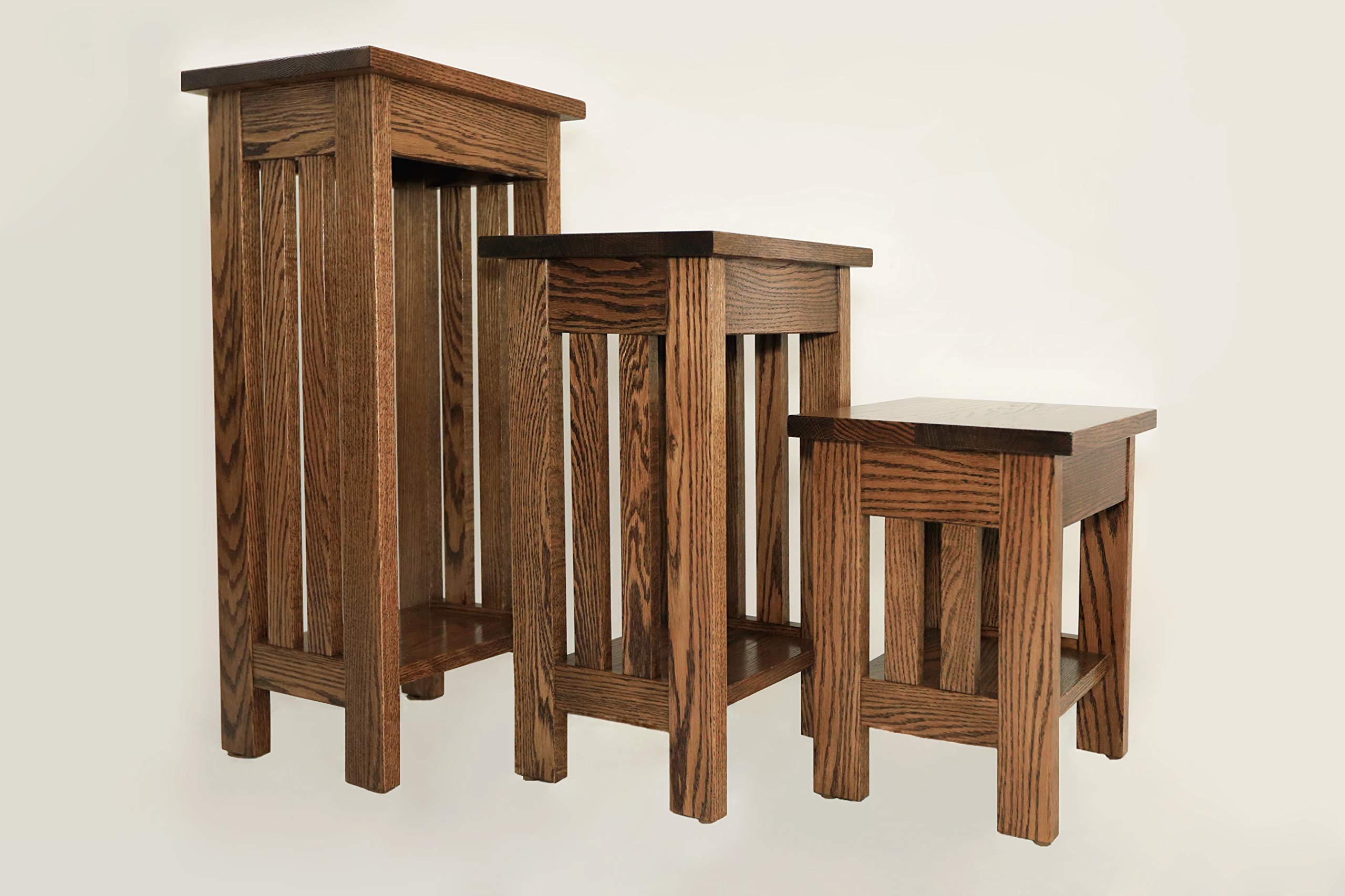 Handmade Amish Oak End Table & Plant Stand - 22.75 Inches Tall, 12 Inches Wide - Solid Wood Side Table for Living Room, Bedroom, or Office - Made in USA