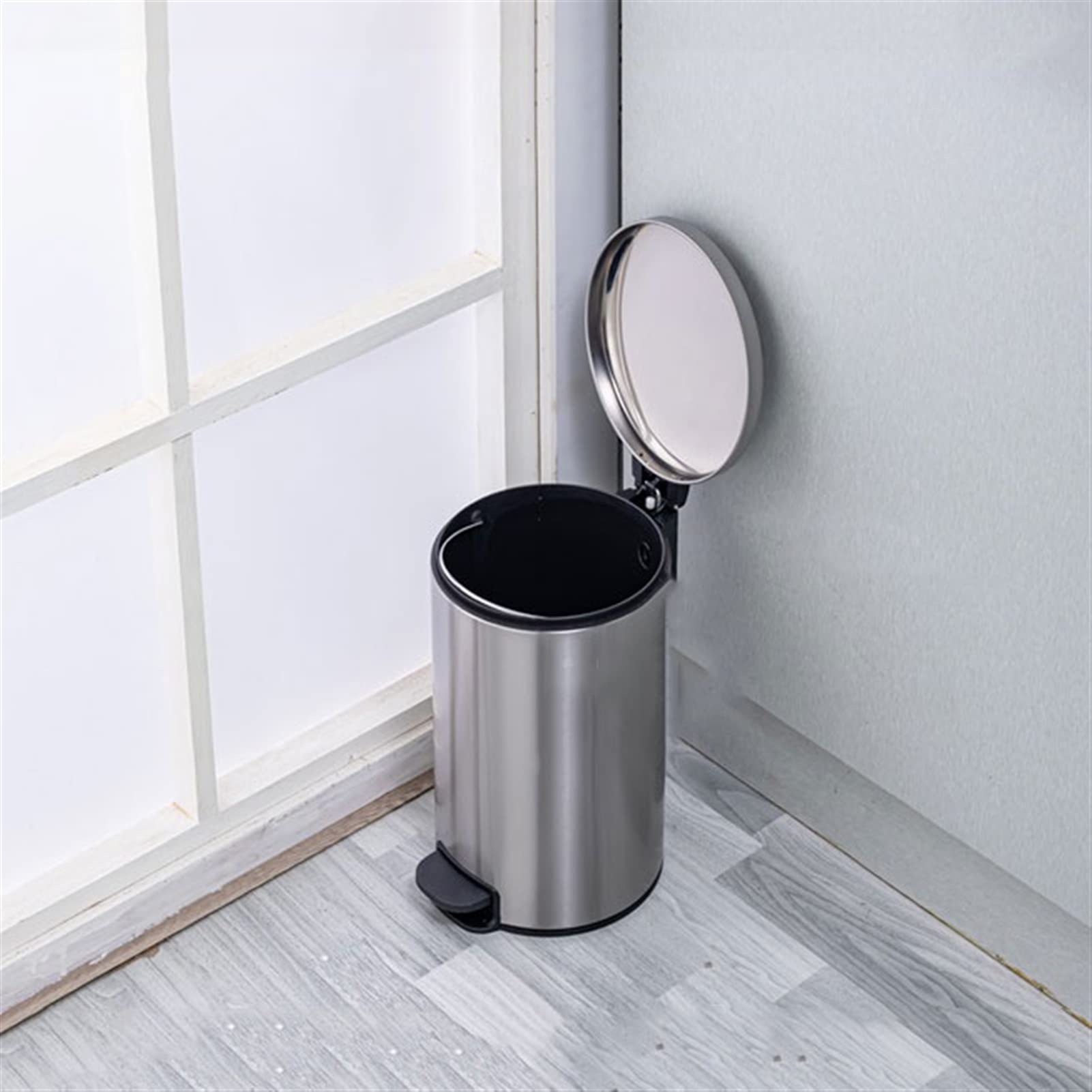 Stainless Steel Foot Pedal Trash Can 5L/7L/12L - Round Bathroom, Kitchen & Living Room Garbage Bin with Hands-Free Operation - Perfect for Home, Office & Dorm Use (Size: 5L)