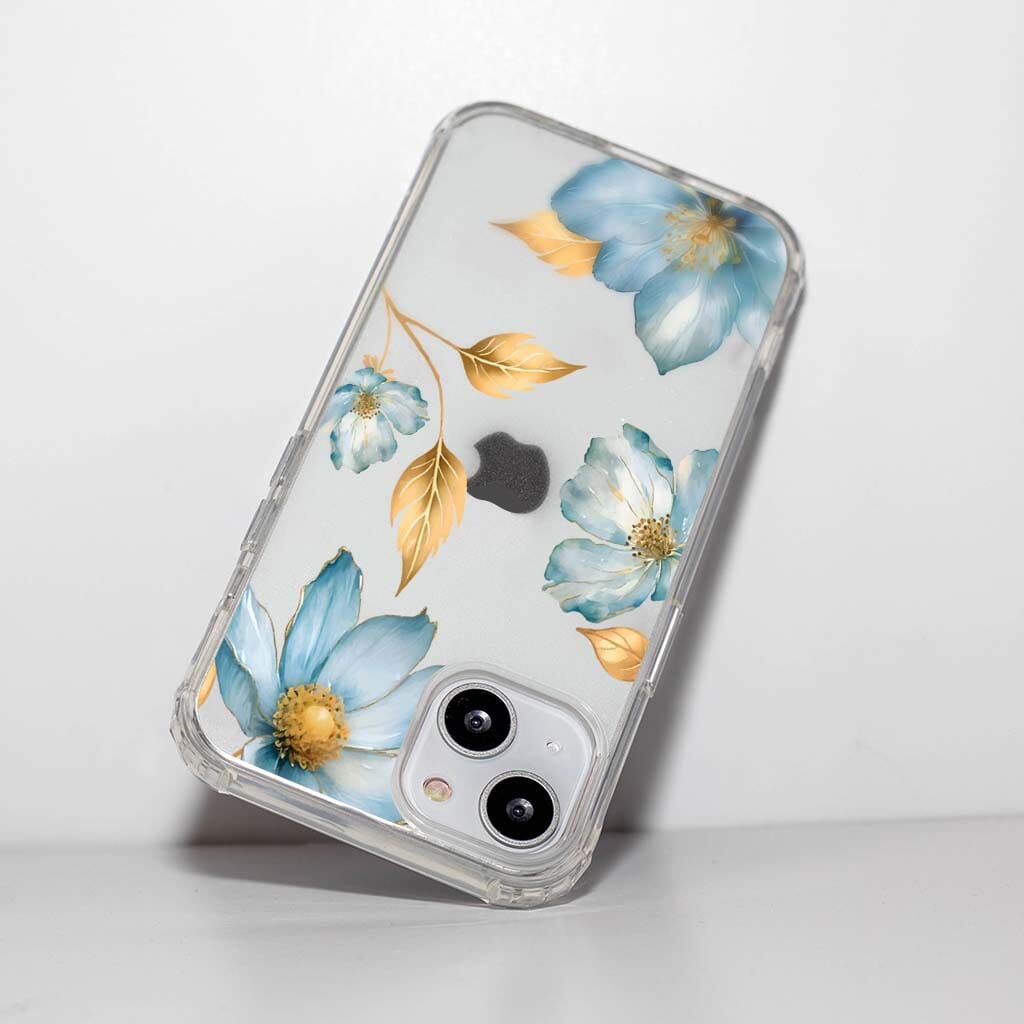 MagSafe iPhone 13 Case - Blue Wildflower Clear Protective Cover | Slim Fit, Wireless Charging Compatible | Perfect for Everyday Use & Outdoor Activities