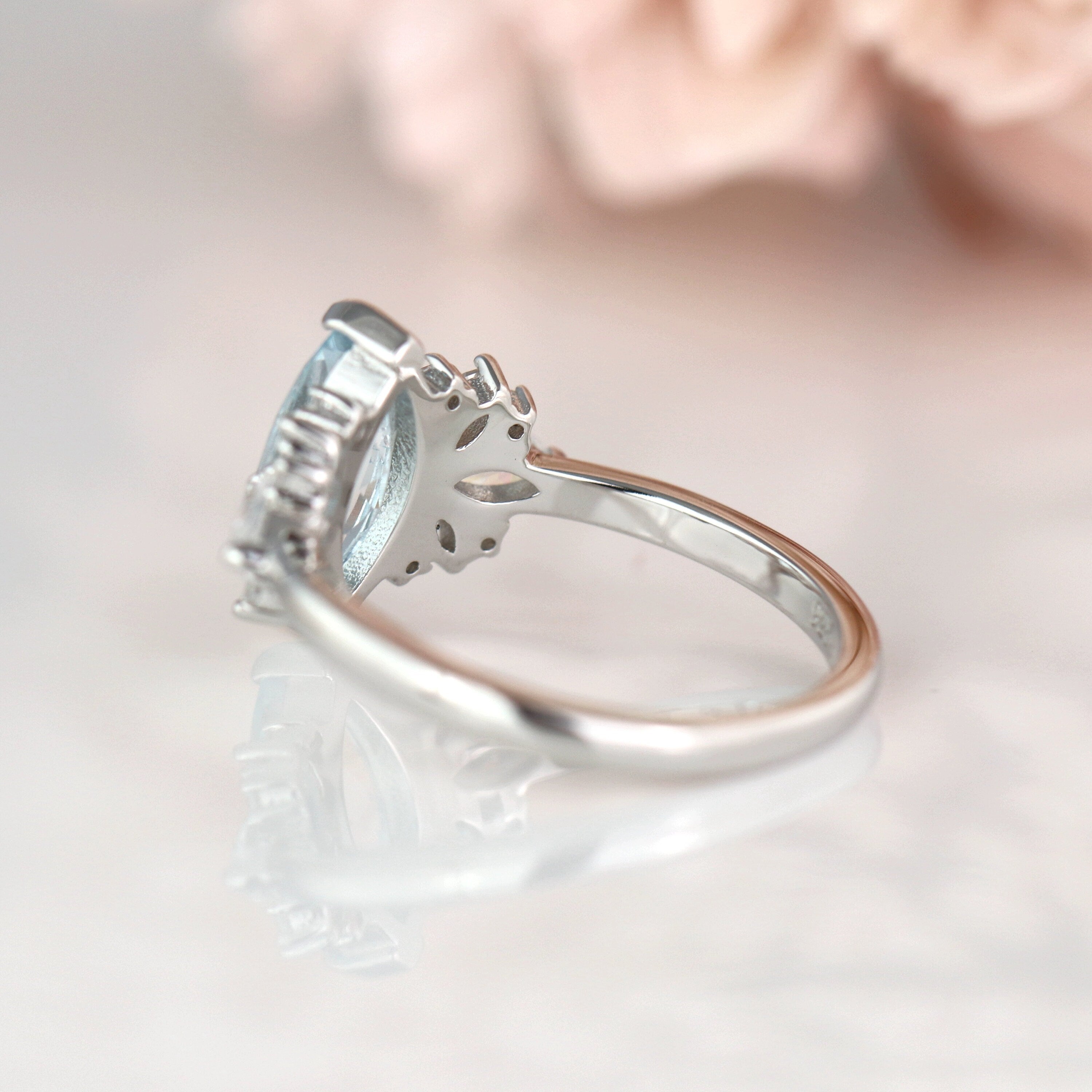 Adeline Aquamarine Ring - Sterling Silver Women's Jewelry | Elegant March Birthstone Gift for Her | Perfect for Weddings, Anniversaries & Special Occasions