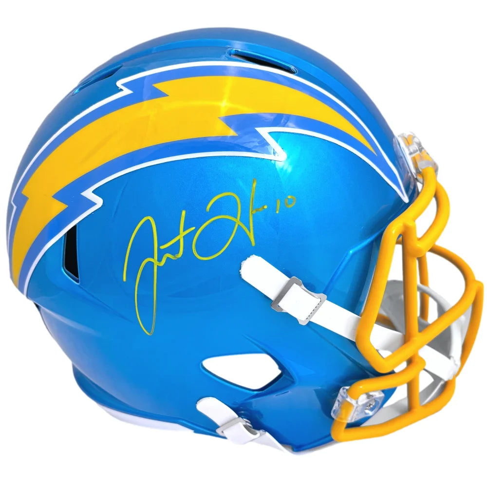 Justin Herbert Autographed Los Angeles Chargers Full Size Helmet - BAS Signed NFL Collectible - Perfect for Sports Memorabilia Display, Fan Cave Decor, and Chargers Merchandise Collection