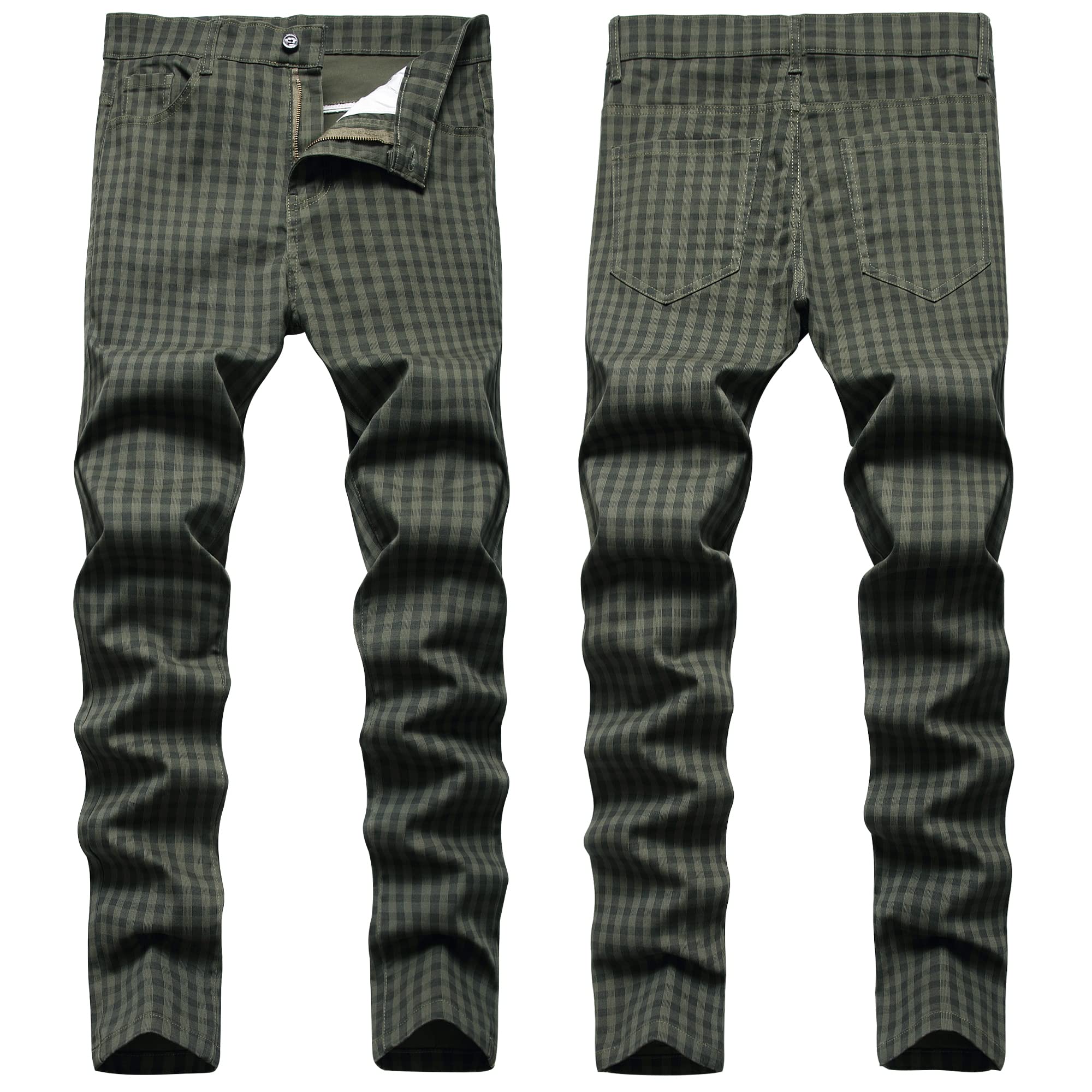 TILPAWOGGA Men's Slim Fit Stretch Plaid Chino Pants - Comfortable Casual Checkered Trousers for Work, Office & Everyday Wear