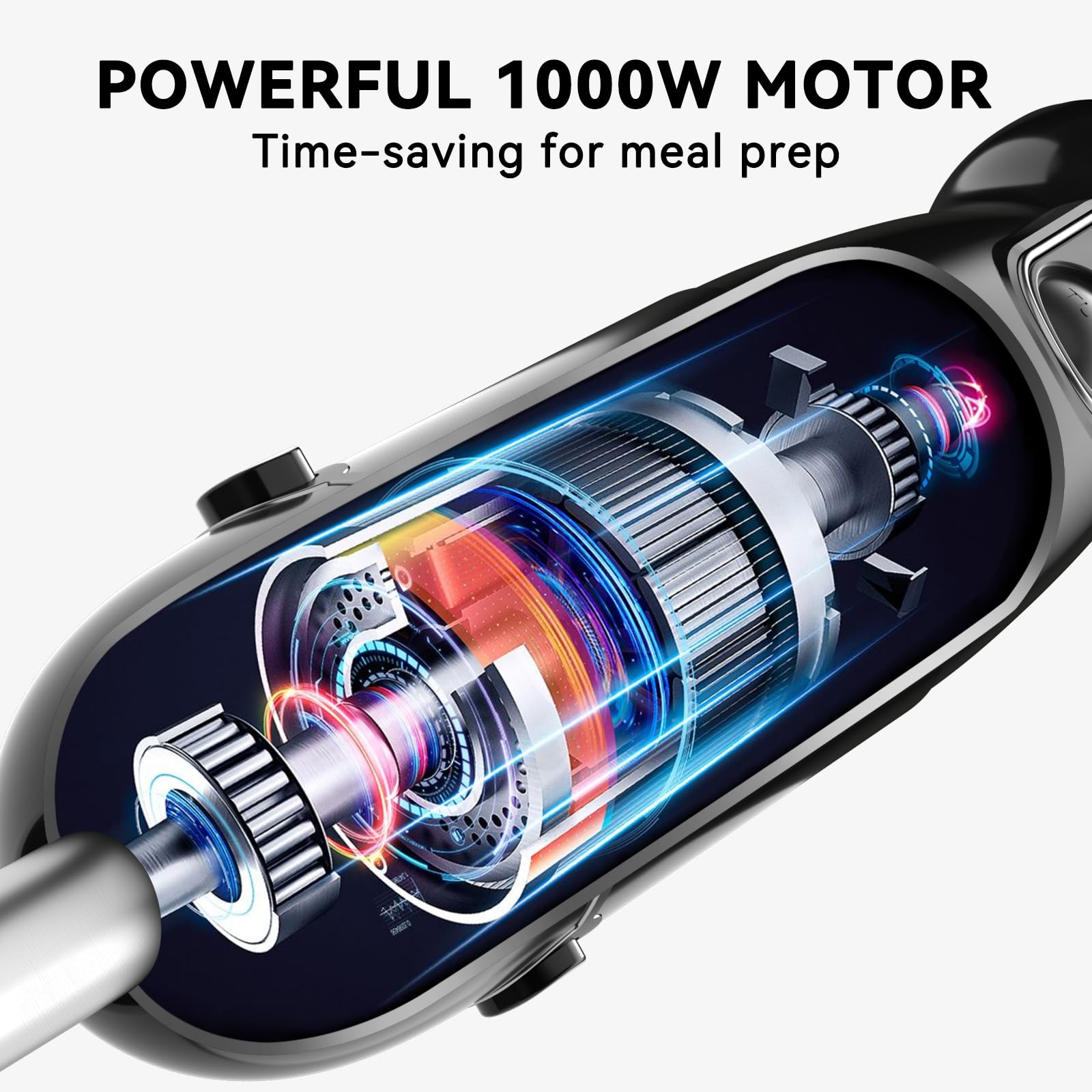 **Abuler 1000W Immersion Hand Blender, 5-in-1 Stick Blender with 12 Speeds - BPA-Free, Scratch-Resistant, Includes Beaker, Chopper, Whisk & Frother - Perfect for Soups, Sauces, Smoothies & Baby Food (Black)**