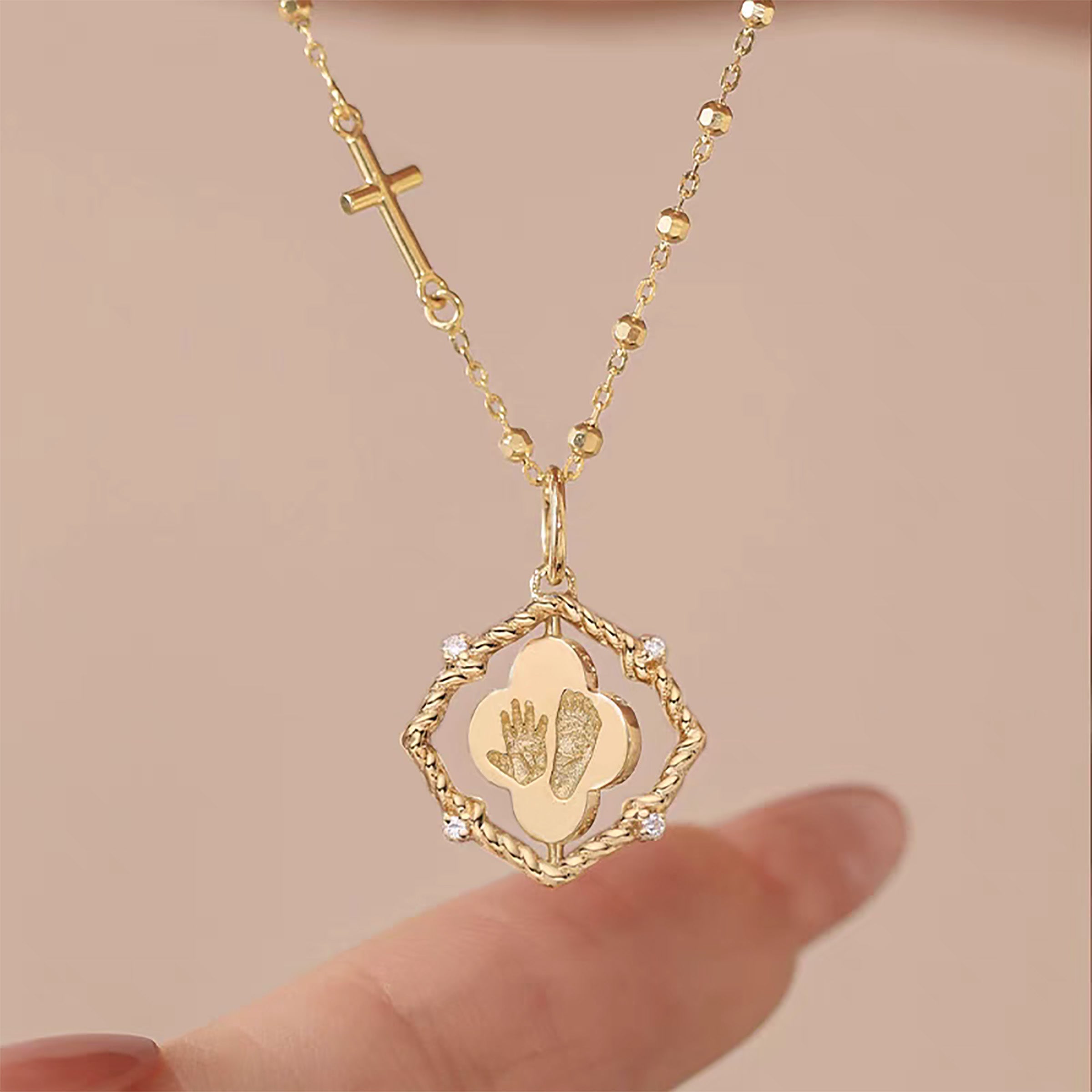 Solid Gold Baby Footprint Necklace - Personalized Keepsake Jewelry for Moms - Perfect for Mother's Day, Baby Showers & Newborn Gifts