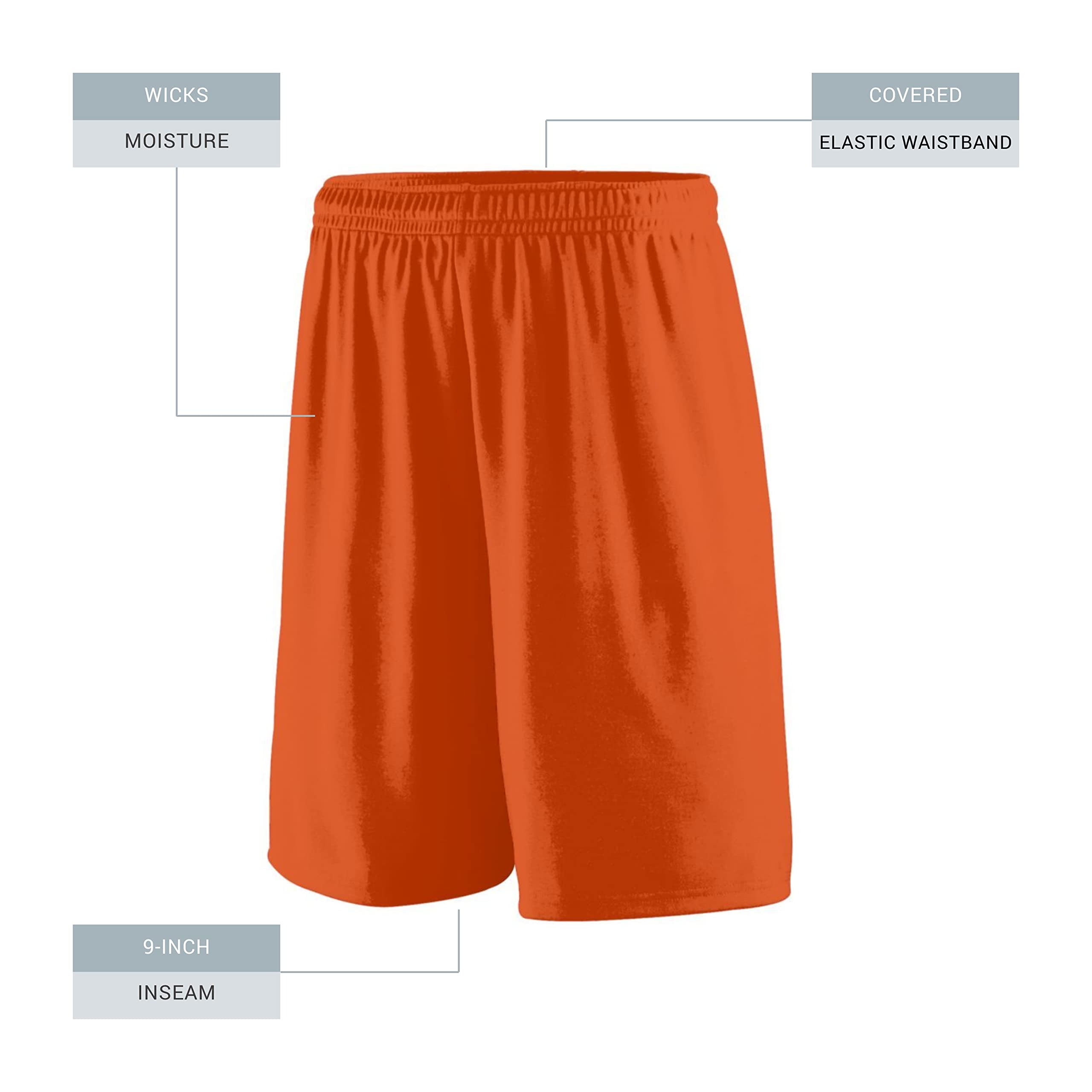 Augusta Sportswear Youth Training Shorts - 9-Inch Inseam Athletic Shorts for Teens, Boys & Girls Gym Workout Clothes | Perfect for Basketball, Running & School Sports Practice