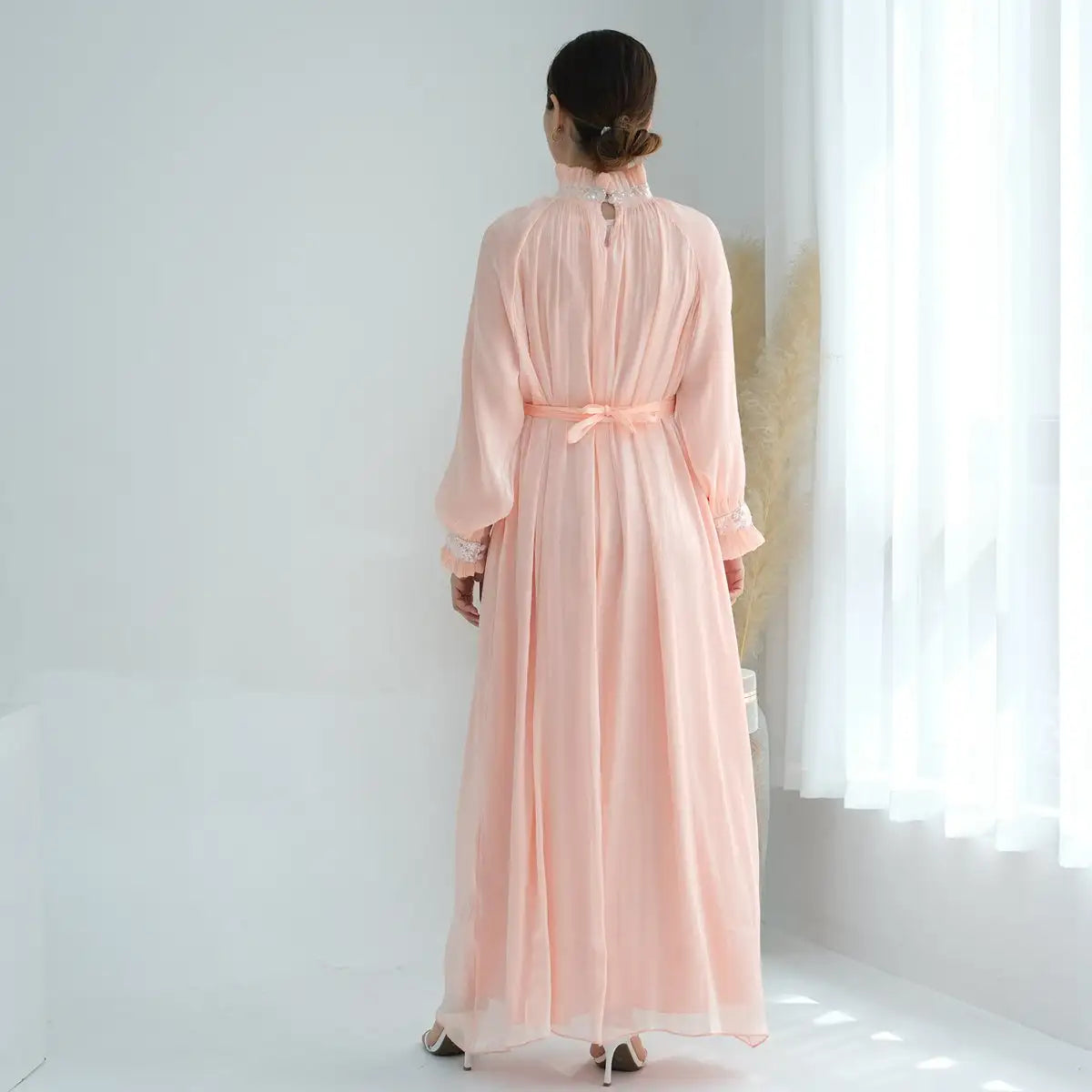 Elegant Shiny Bright Abaya Dress for Muslim Women - Perfect for Prayer, Eid, and Special Occasions
