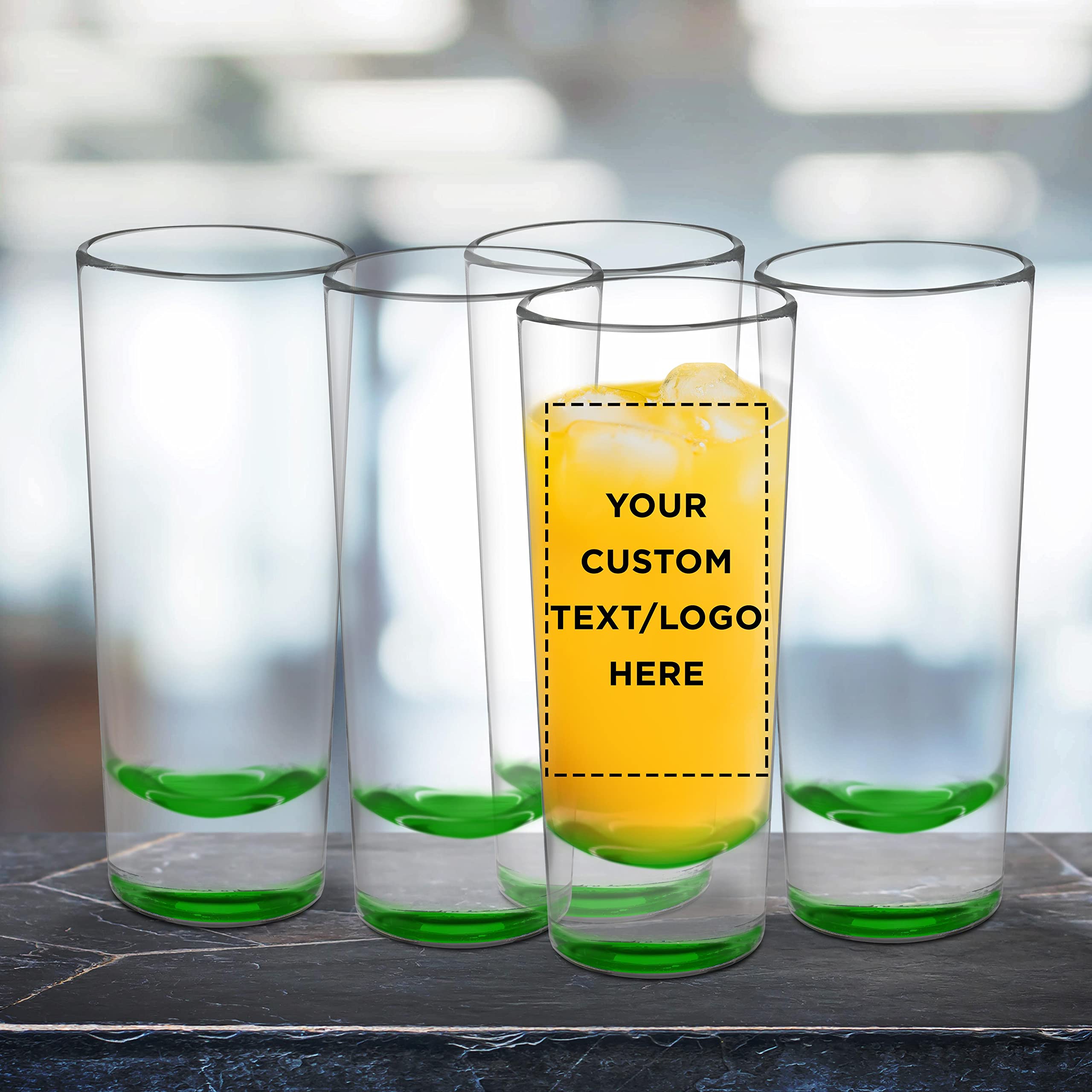 Custom 2 oz Cordial Shot Glasses Set of 50 - Personalized Bulk Pack for Parties, Weddings & Events - Durable Green Glassware for Bars, Restaurants & Home Entertaining