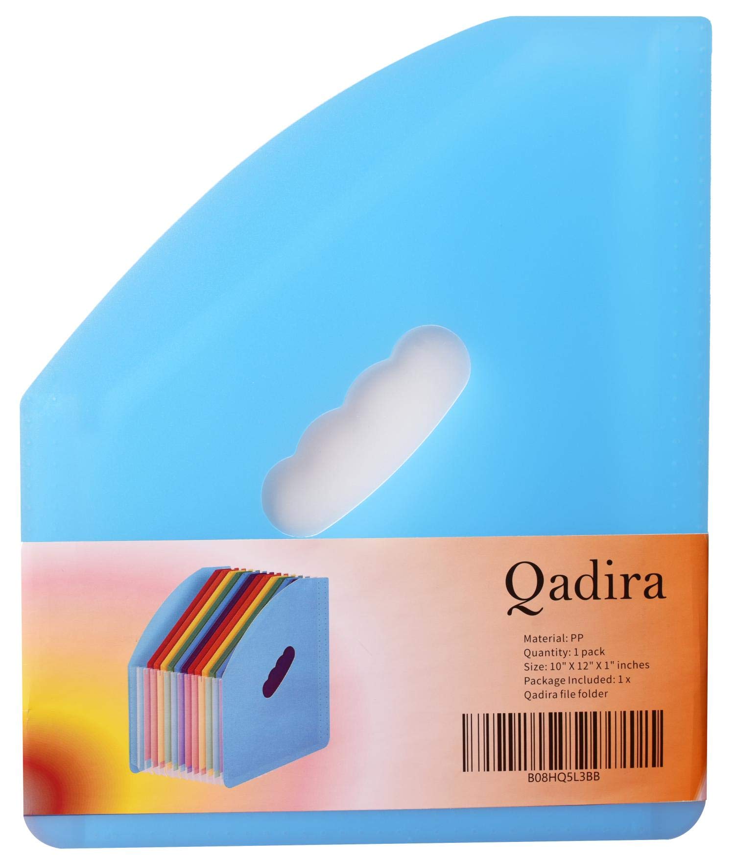 Qadira 12-Pocket Accordion File Folder - Expandable Plastic Document Organizer for Bills, Receipts, Papers & Magazines (A4/Letter Size, Blue) - Perfect for Home Office, School & Business Organization
