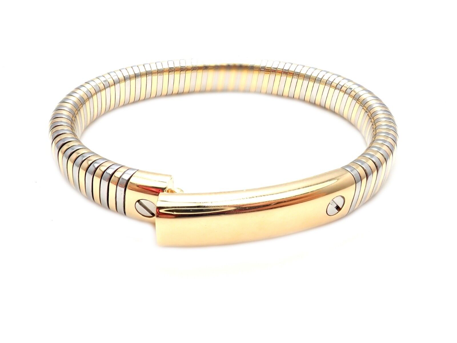 Authentic Vintage Van Cleef & Arpels 18k Yellow Gold & Steel Bangle Bracelet - Luxury Jewelry for Women, Perfect for Weddings, Parties & Special Occasions