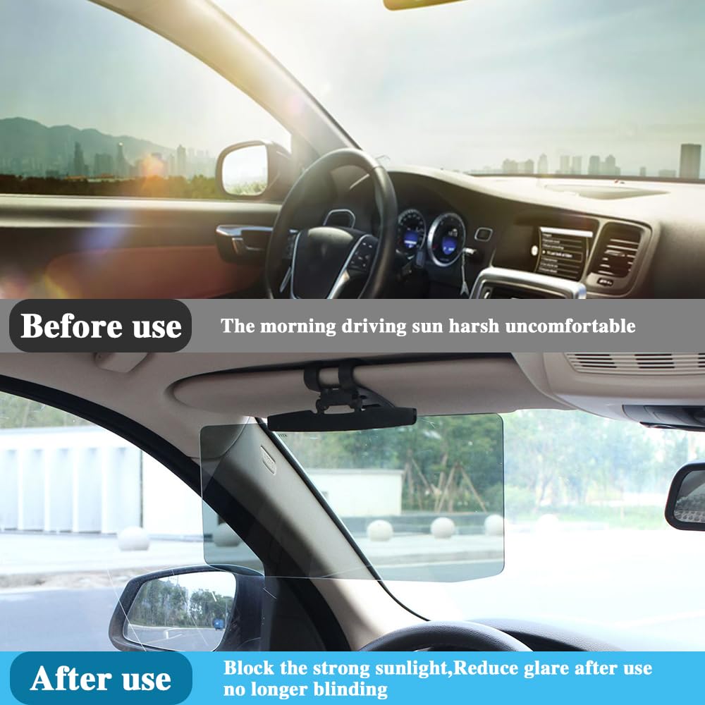 2PCS Universal Car Sun Visor Extender - Adjustable Sun Protection Visors for Cars, UV Ray & Glare Blocking, Easy to Install - Perfect for Road Trips, Daily Commuting & Summer Driving Protection