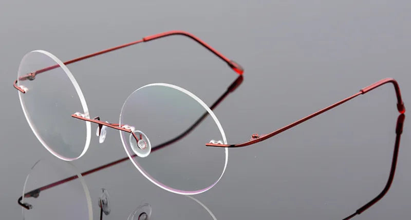 Brightzone Women's Rimless Round Titanium Alloy Eyeglasses 71220 - Lightweight & Durable Glasses for Work, Reading & Fashion