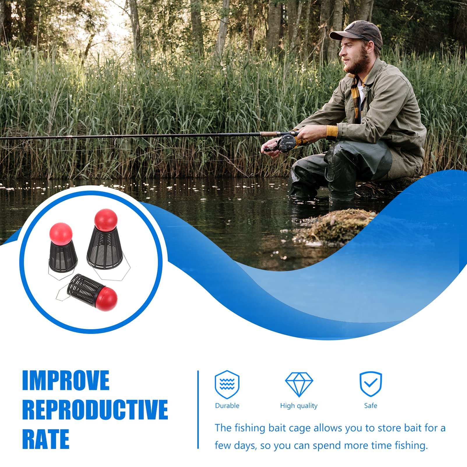 LIOOBO 3-Piece Badminton-Shaped Fishing Bait Feeder Set - Plastic Lure Cage & Bait Thrower for Freshwater & Saltwater Fishing - Perfect for Carp, Catfish, and Bass Fishing Trips