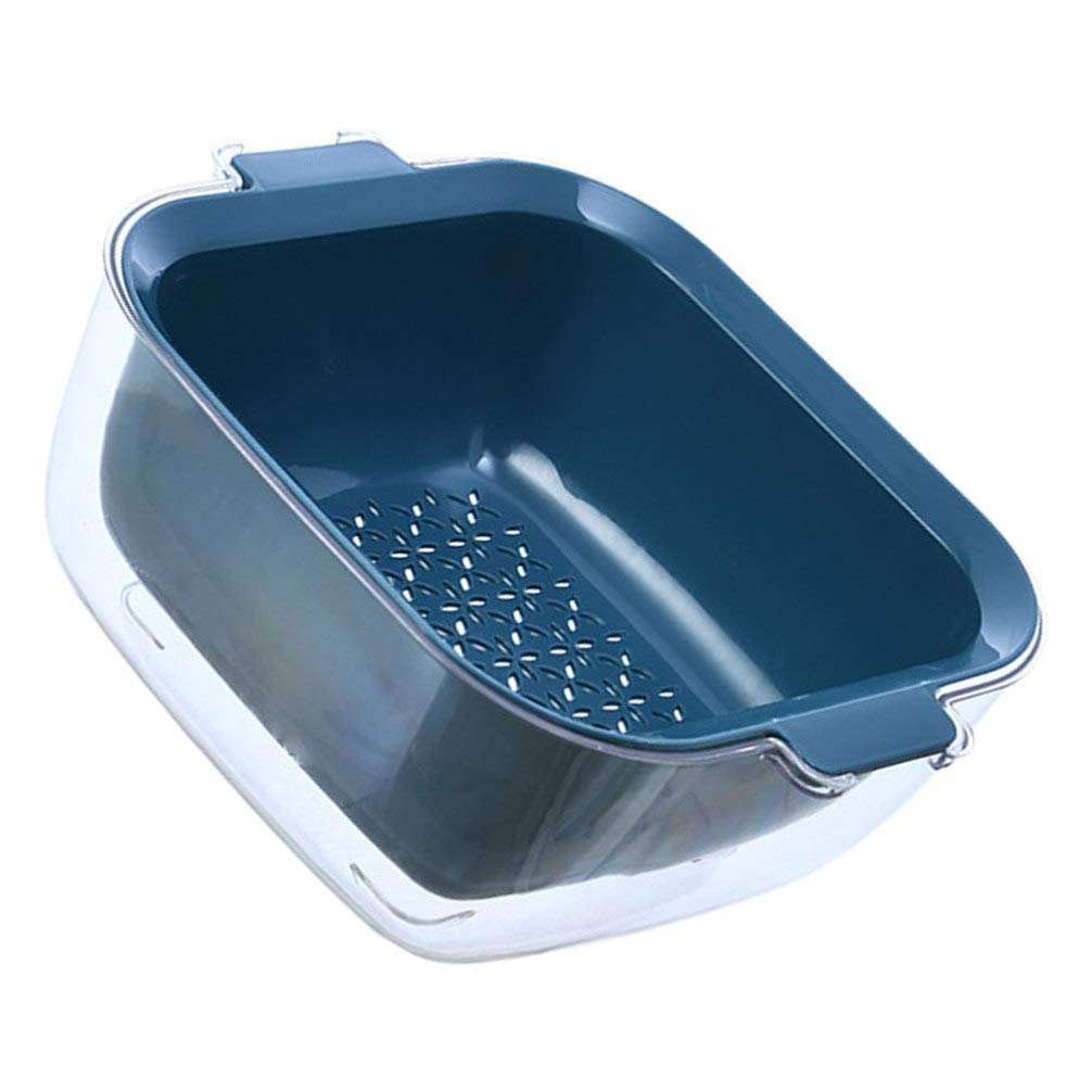 Cabilock Double Layer Rotating Drain Basket - Fruit & Vegetable Colander, Multi-Function Kitchen Strainer with Filter Bowl - Perfect for Washing Produce, Draining Pasta & Kitchen Prep
