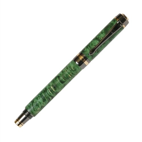 Lanier Pens Elite Rollerball Pen - Premium Gun Metal Finish with Green Box Elder Wood Accent - Ideal for Office, Business Gifts & Luxury Writing Experience