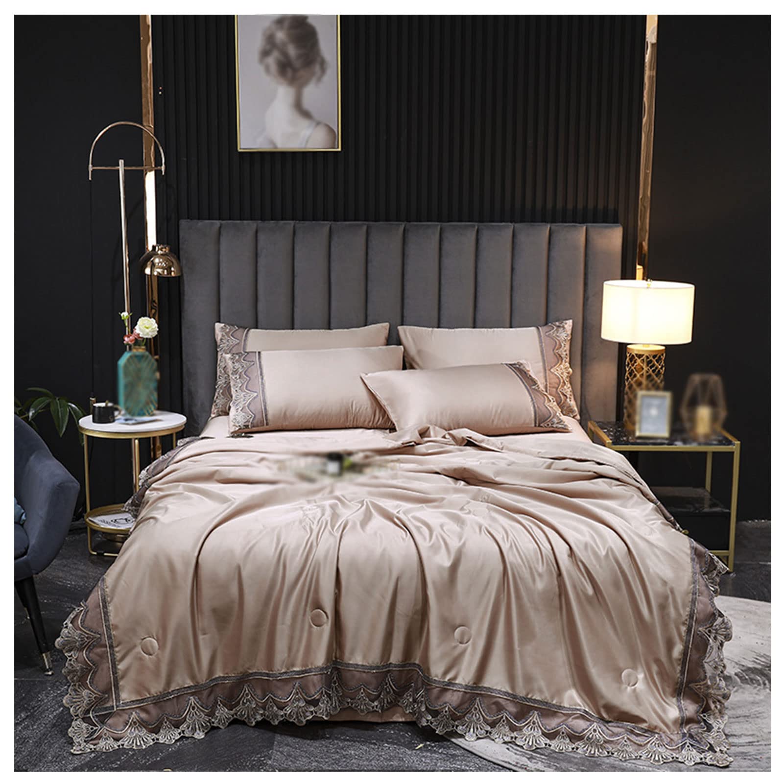 Luxury Washable Silk & Tencel Summer Cooling Quilt - Breathable Air Conditioning Bedding Set (200x230cm) for Adults & Kids - Perfect for Hot Weather, Bedroom Decor & Summer Gifts