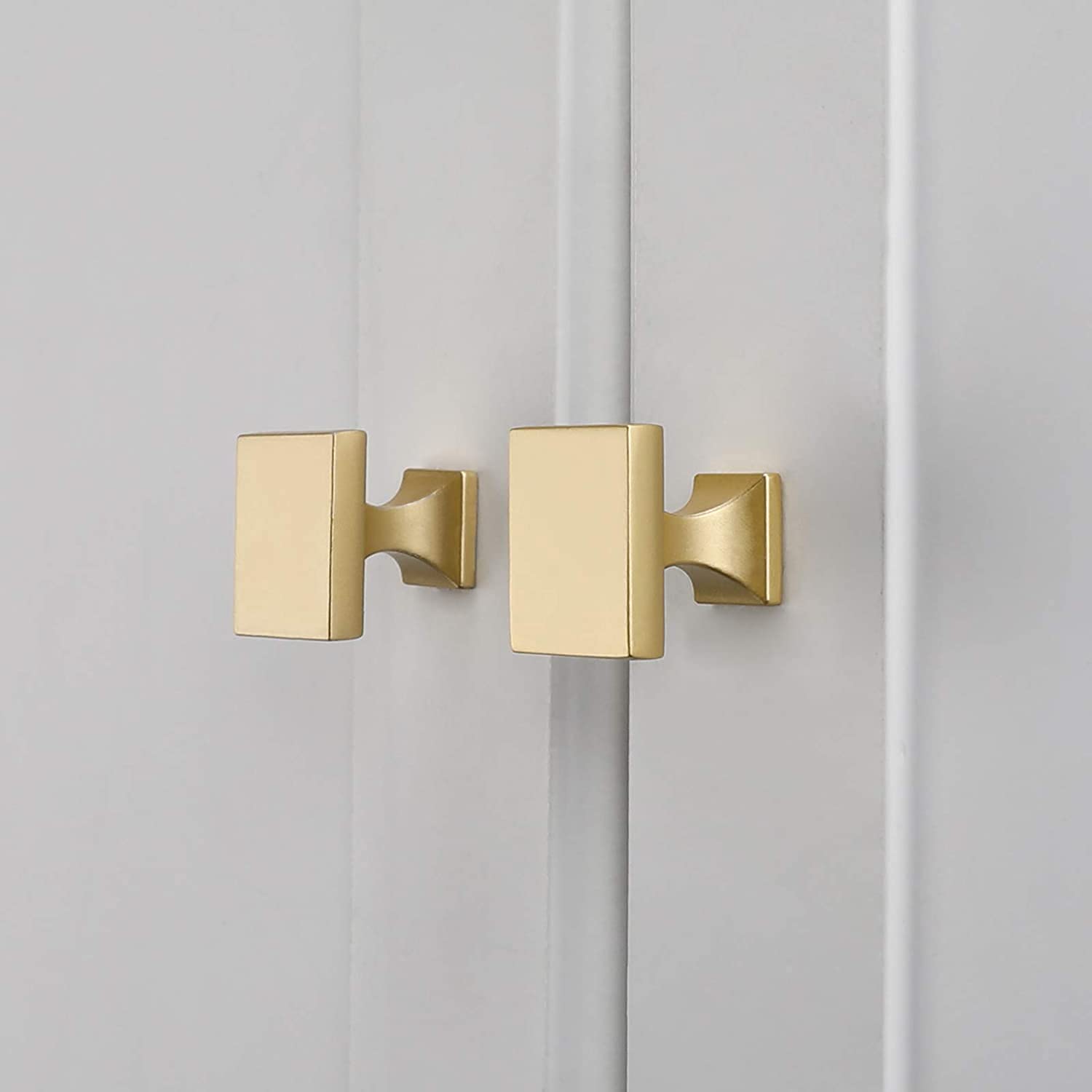 30 Pack Brushed Brass Square Cabinet Knobs - Gold Dresser Drawer Pulls, Zinc Alloy Kitchen Cabinet Hardware for Bedroom, Bathroom & Office Furniture Upgrade