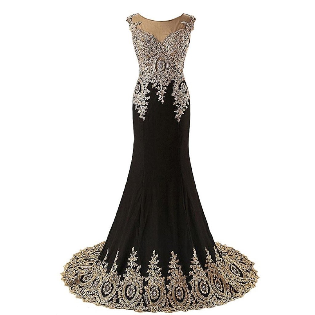 Elegant Lemai Spandex Mermaid Evening Dress with Sheer Gold Crystal Lace - Perfect for Prom, Gala & Formal Events
