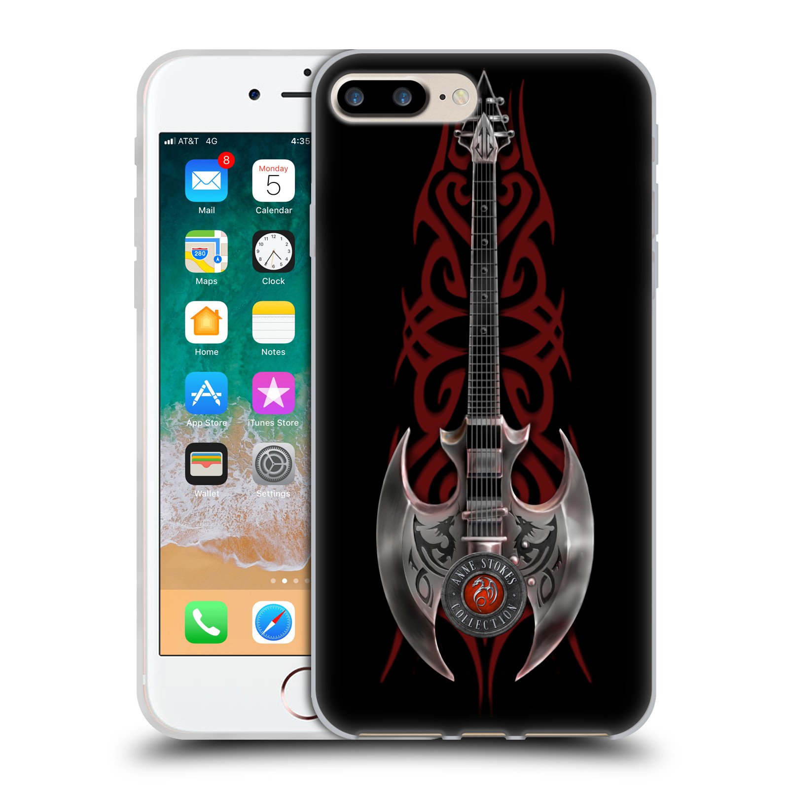 Officially Licensed Anne Stokes Rock God Guitar Tribal Soft Gel Case for Apple iPhone 7 Plus/8 Plus - Durable Protective Phone Cover for Music Lovers & Rock Fans