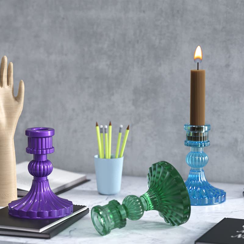 Yalulu Striped Pillar Candle Holder Silicone Molds - Cylindrical Candlestick Epoxy Resin Casting Molds for DIY Candle Making, Home Decor & Wedding Centerpieces - Perfect for Creating Unique Candles, Table Decorations, and Gift Ideas