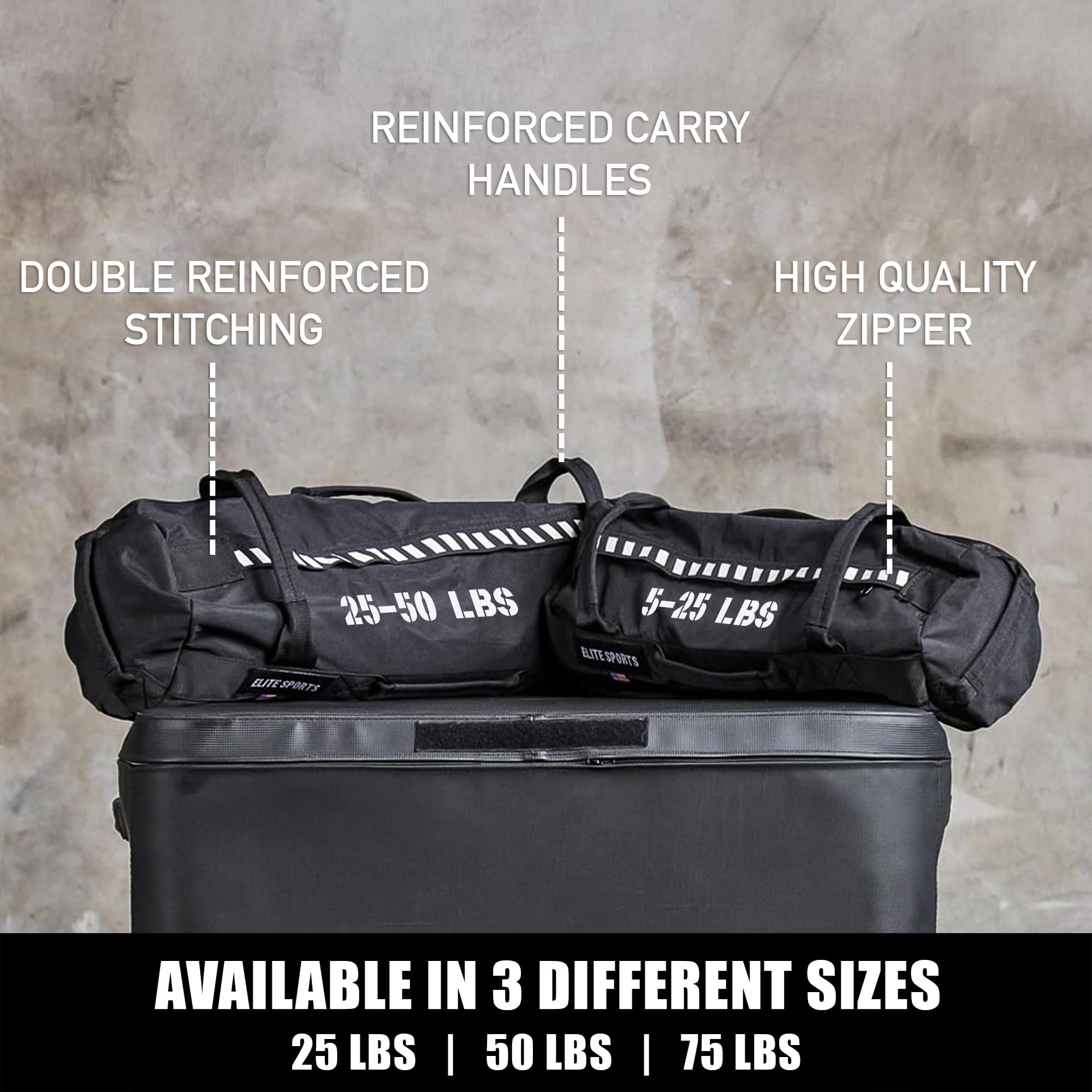 Elite Sports Workout Sandbag for Strength Training & Core Fitness - Adjustable Weight with Strategic Handle Placement (Unfilled) - Perfect for Home Gym, CrossFit, and Functional Training