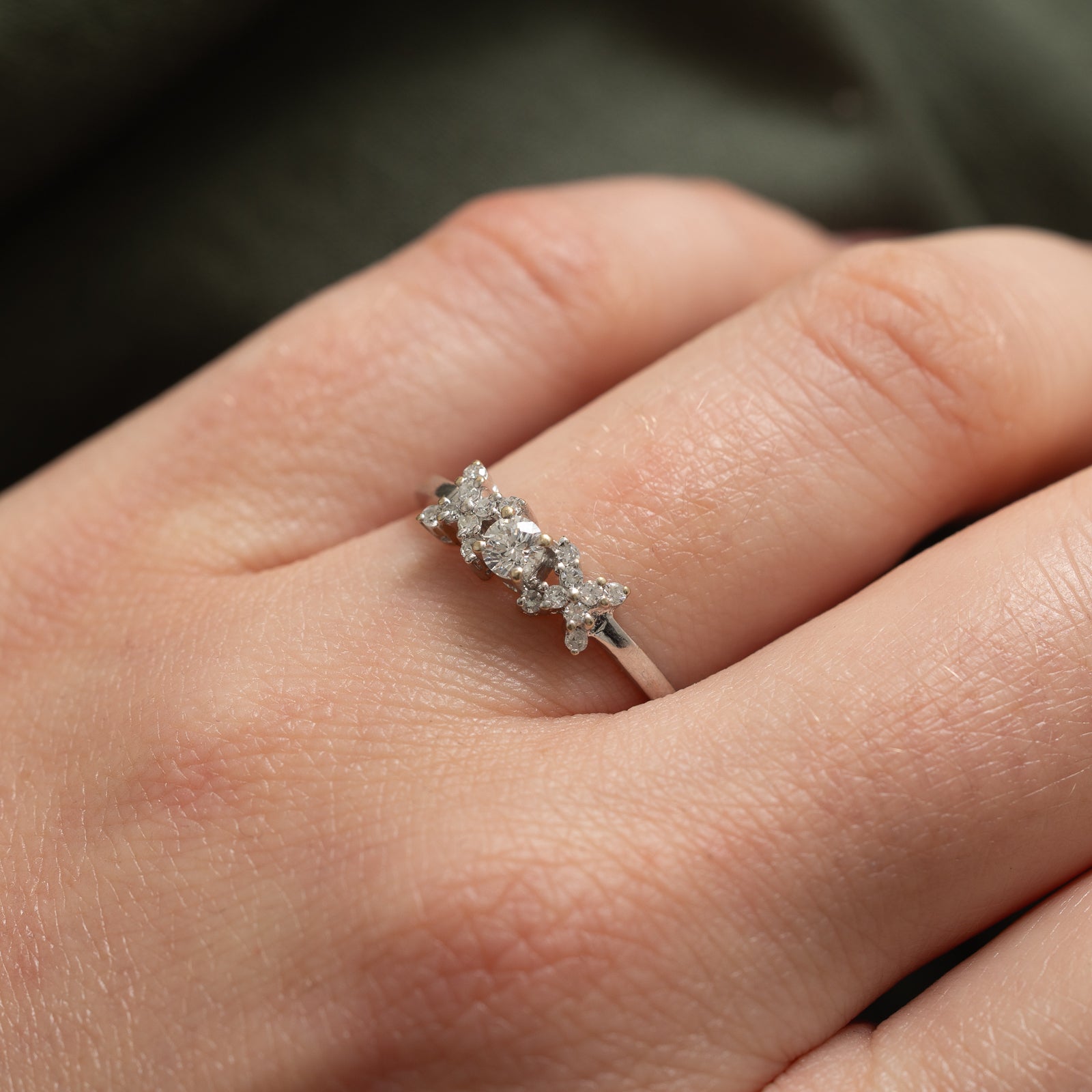 0.29ct Diamond XOX Ring for Women - Size 8.25 - Elegant Promise & Engagement Ring - Perfect for Valentine's Day, Anniversary & Special Occasions