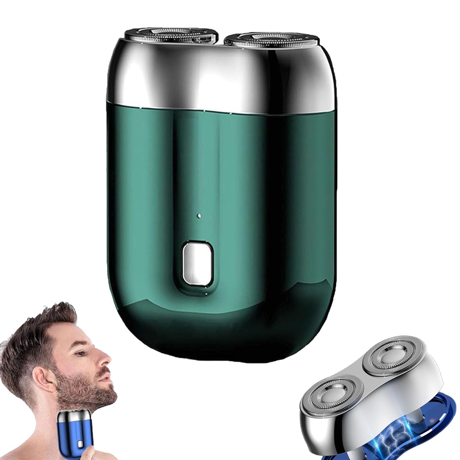 Peony Mini Dual-Head Electric Shaver - Rechargeable Waterproof Travel Shaver for Men & Women | Portable Electric Razor for Home, Office & On-The-Go Grooming (Green)
