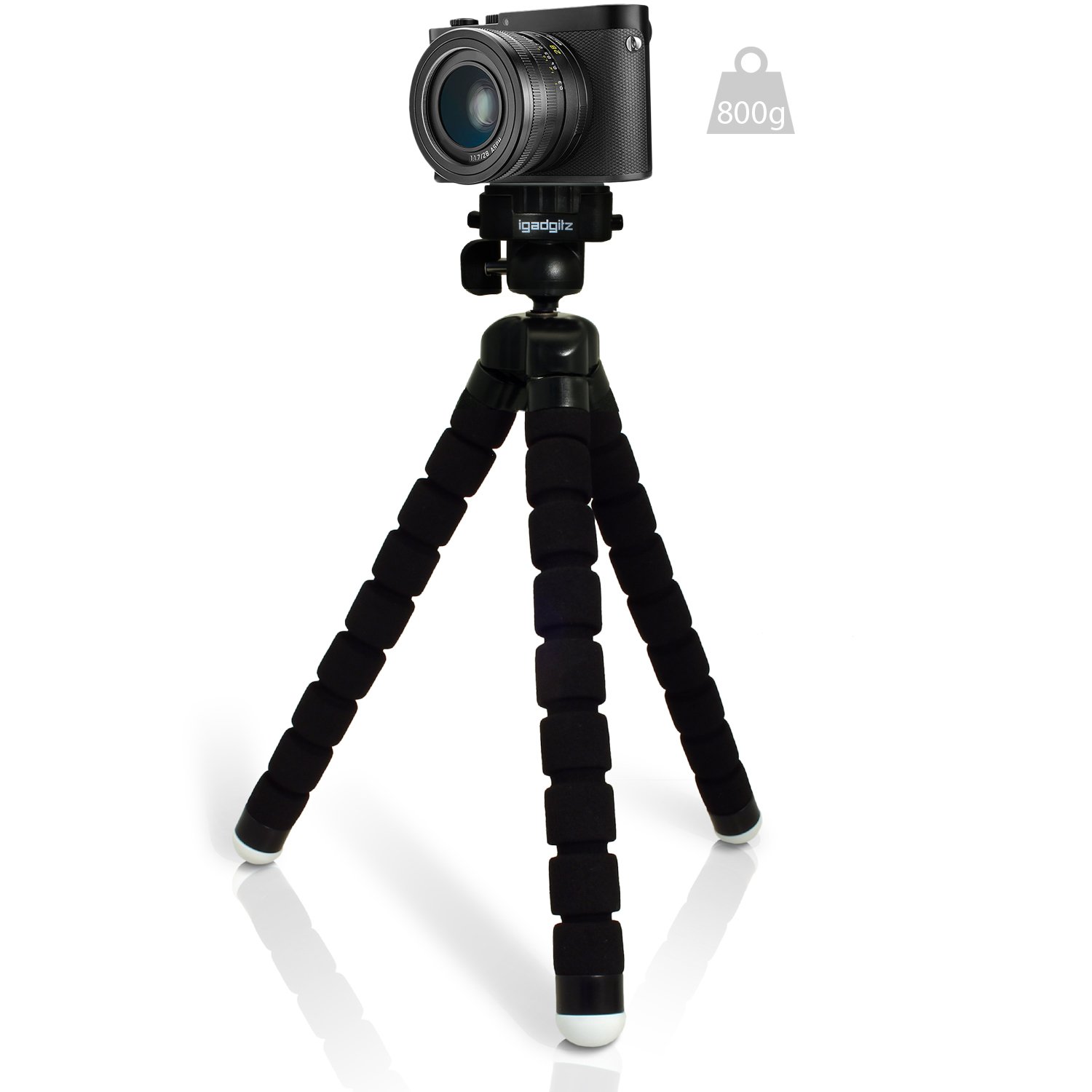 Lightweight Universal Flexible Foam Mini Tripod for DSLR Cameras with Quick Release Plate - Black | Portable Travel Tripod for Photography, Vlogging & Outdoor Shooting