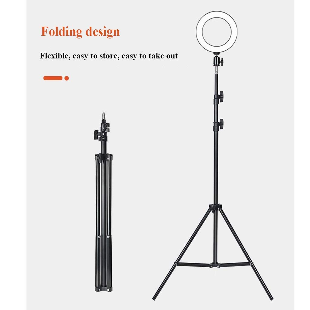 3 Colors LED Ring Light with Adjustable Tripod Stand & Phone Holder - 68-210cm Height for Makeup, Photography, YouTube Videos, Live Streaming & Video Conferencing