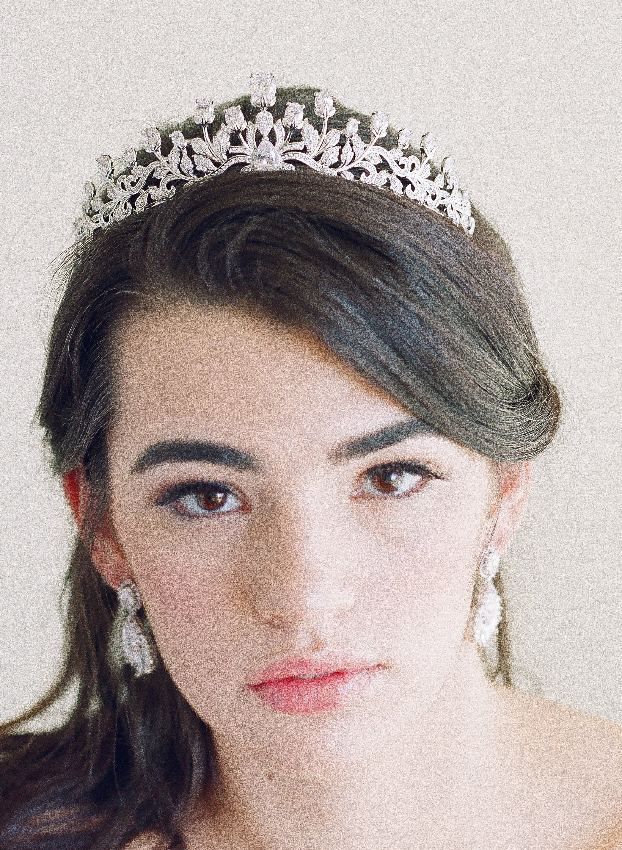 URSULA Bridal Tiara & Wedding Earrings Set - Sparkling Crystal Rhinestone Hair Crown & Drop Earrings for Bride, Bridesmaids, Prom, Pageant & Special Occasions