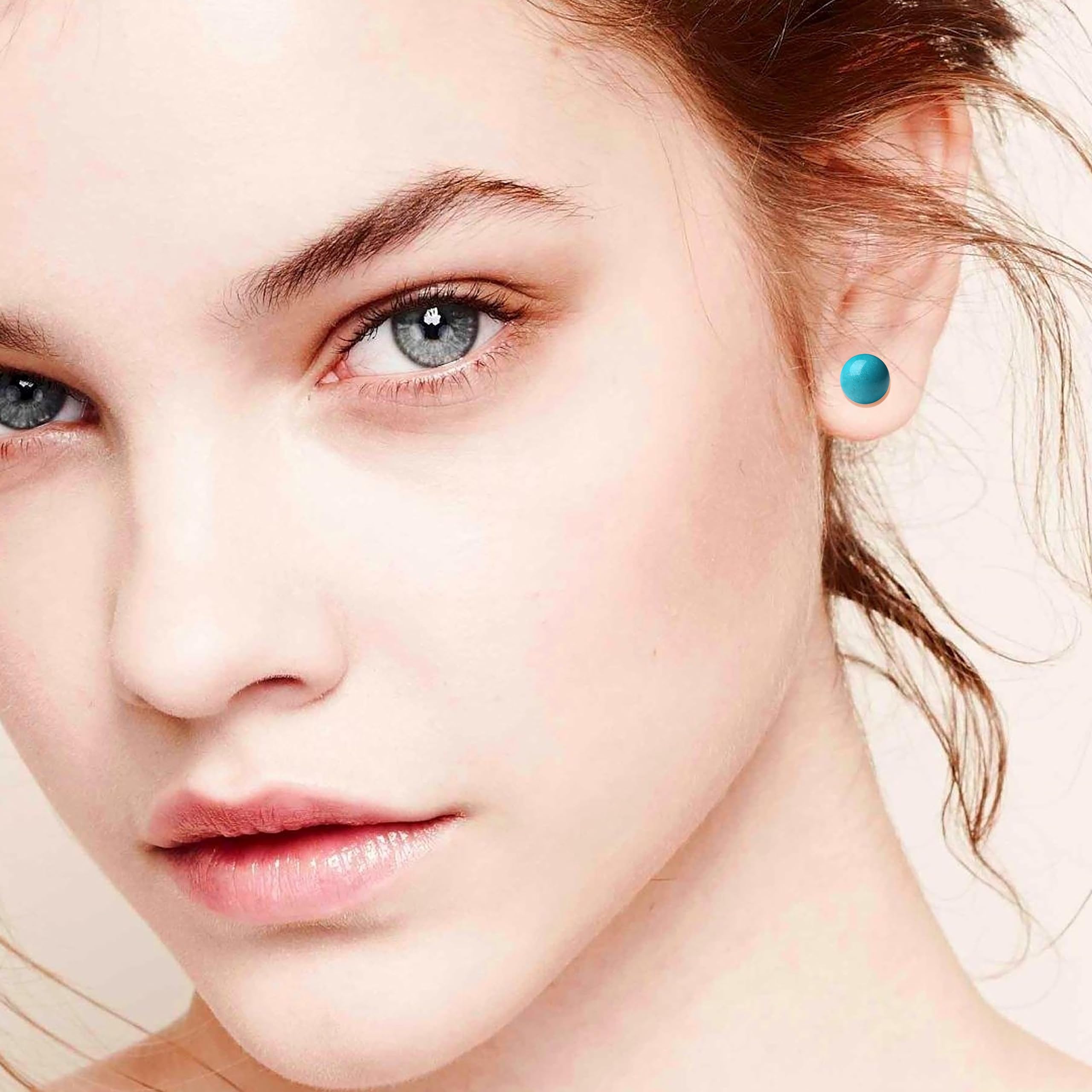 5MM Turquoise Stud Earrings for Women - Sterling Silver Hypoallergenic, Nickel & Lead Free - Natural Pattern Jewelry Gift for Girls & Women - Perfect for Everyday Wear, Parties & Special Occasions
