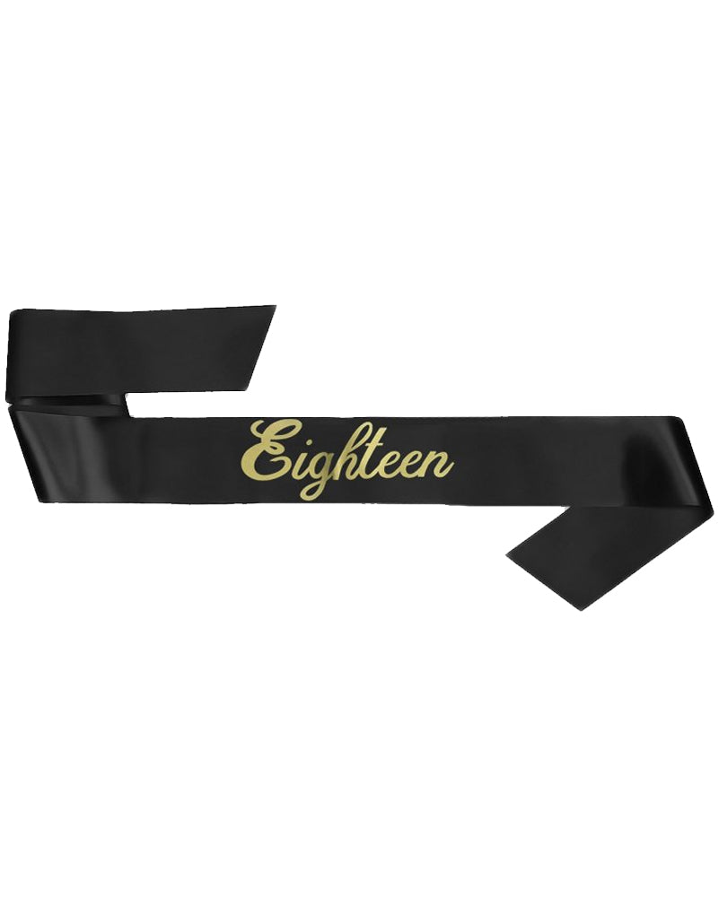 18th Birthday Sash Black - Elegant Birthday Party Accessory for Women & Girls - Perfect for Sweet 16, Quinceañera, Bachelorette & Milestone Celebrations