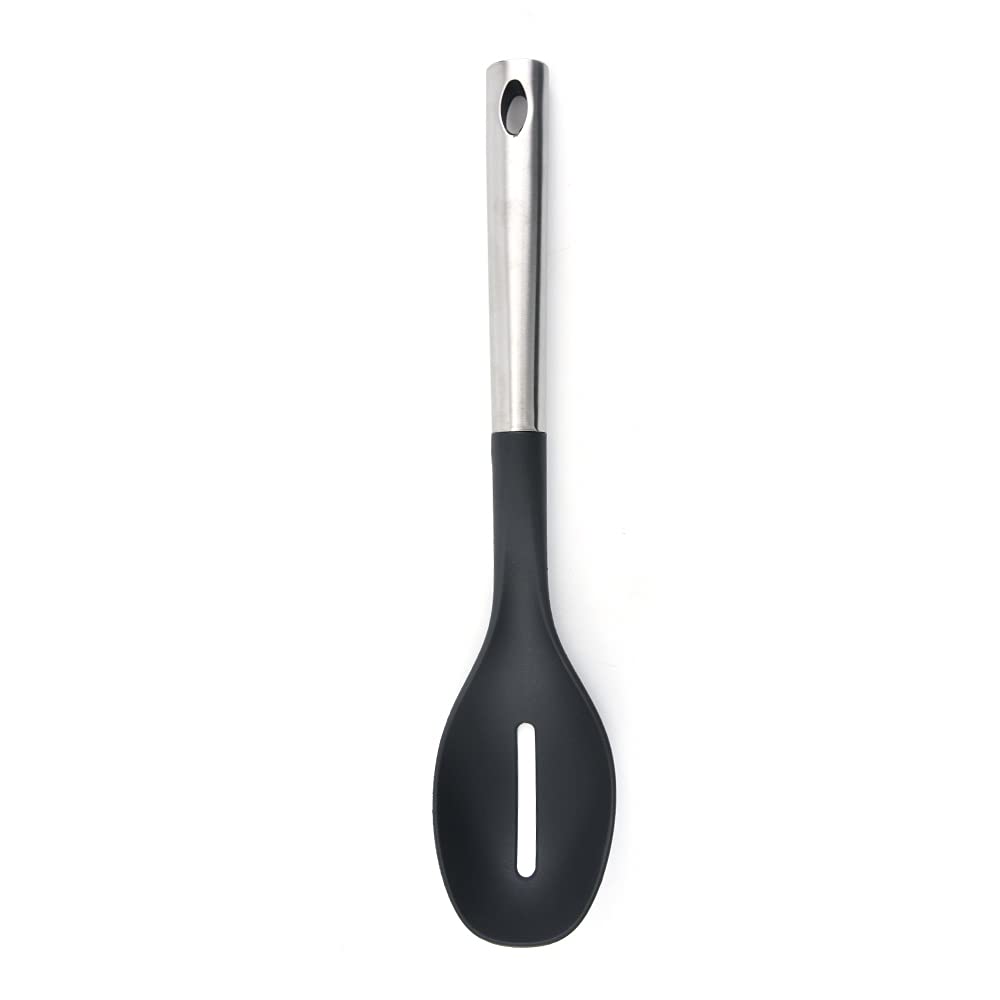 13” Slotted Spoon – Heat-Resistant Nylon Cooking Spoon for Nonstick Pans | Premium Kitchen Utensil Set | Dishwasher Safe Serving Spoon for Pasta, Soup & Salad (Black) – Ideal for Home Chefs & Restaurants