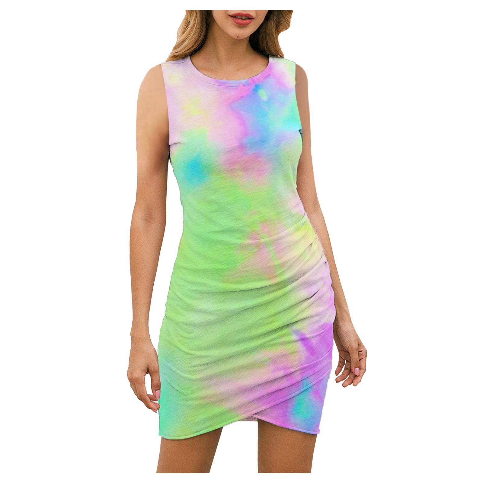 Women's Casual Sun Dress - Short Sleeveless Mini T-Shirt Dress with Ruffles & Stretch Fabric | Perfect for Beach, Summer Outfits & Vacation Wear