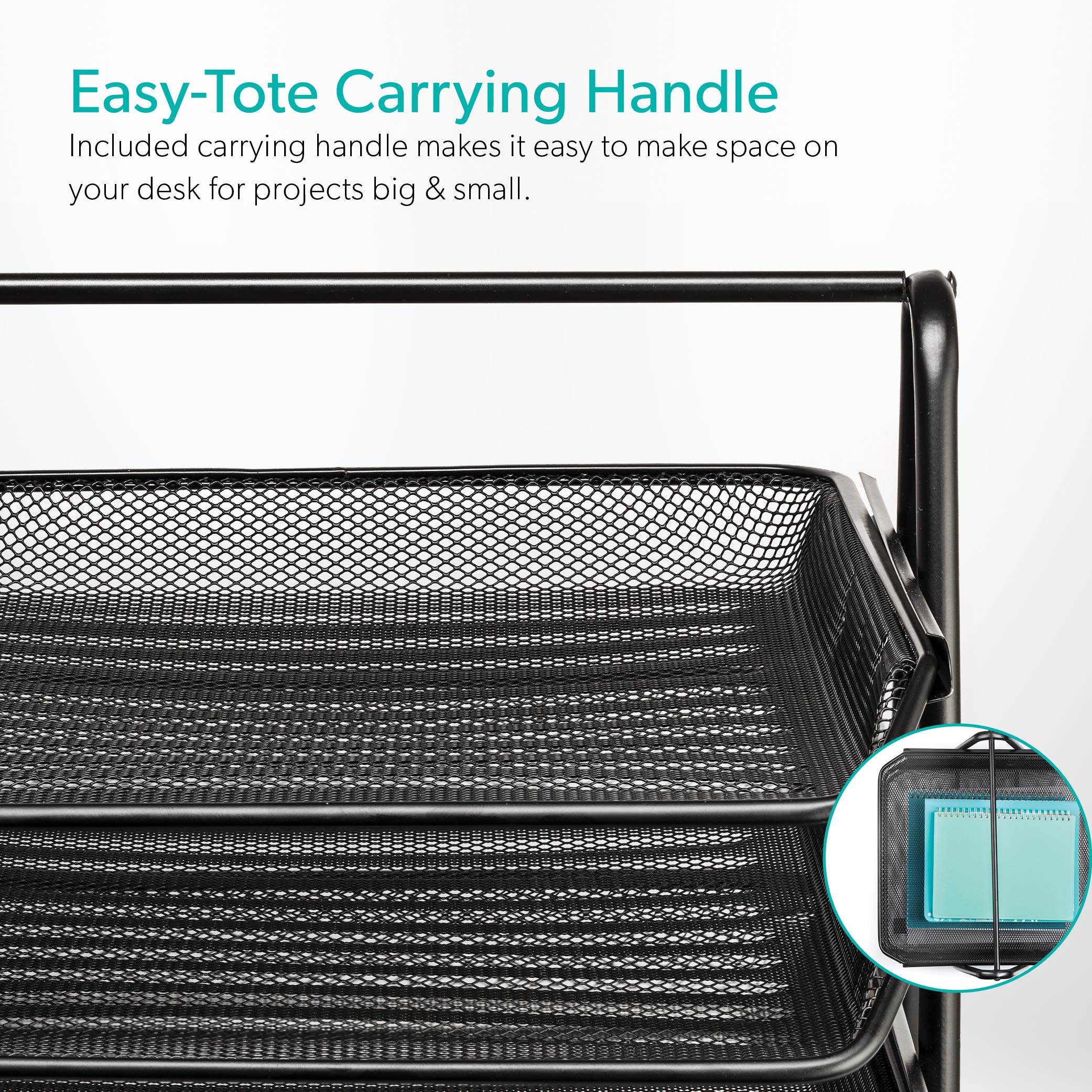 Mindspace 3-Tier Mesh Desk Organizer - Black Stackable Paper Tray & File Holder for Office Document Organization | Perfect for Home Office, Workstation, and School Desk Accessories
