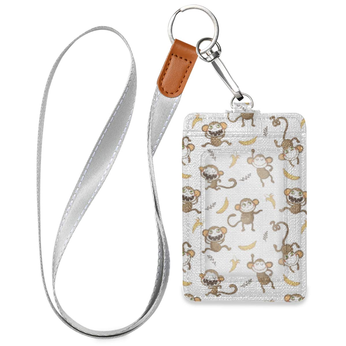 Funny Monkeys ID Badge Holder with Lanyard for Work & School