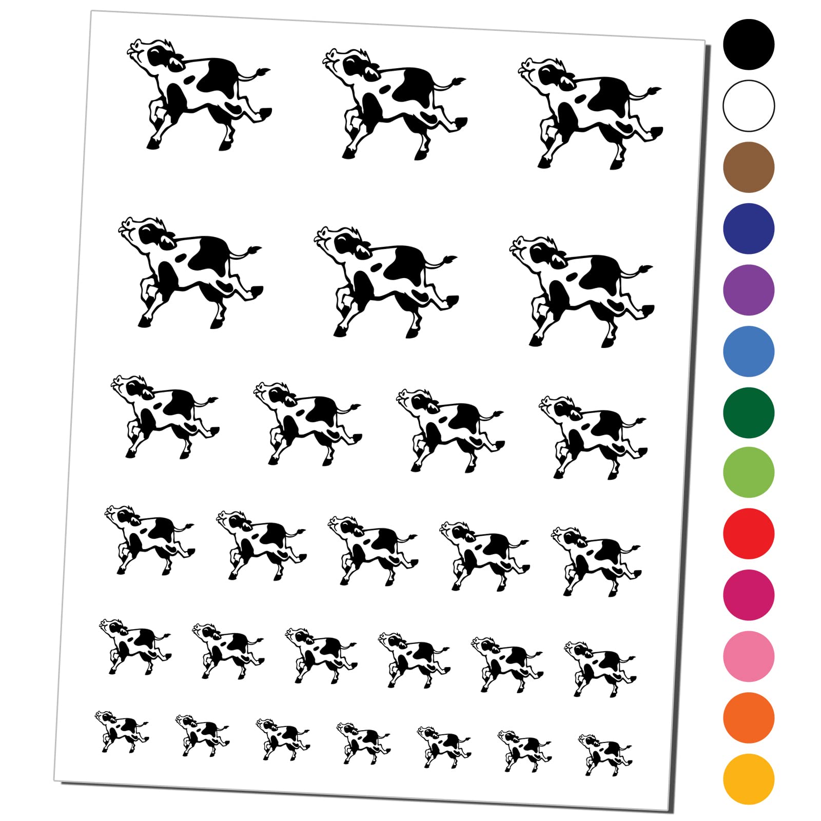 Waterproof Fake Temporary Tattoos - Spotted Cow Calf Design, Happy Prancing Animal Body Art (Black, 1 Sheet) - Perfect for Parties, Festivals, and Costume Events