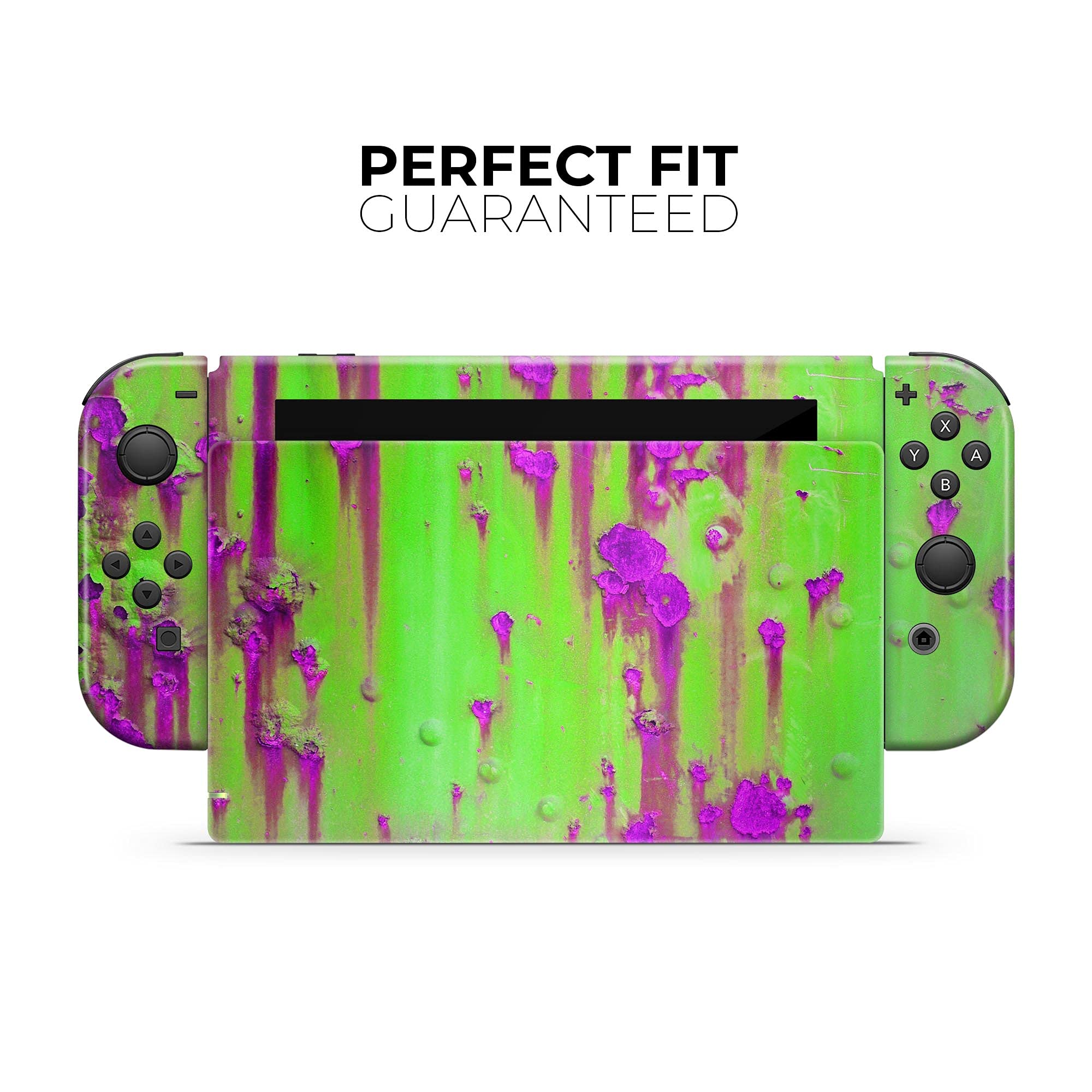 Nintendo Switch Pro Controller Skin - Scratch-Resistant Removable Vinyl Wrap Cover in Lime Green & Hot Purple Rust | Protective Decal for Gaming, Travel & Home Use