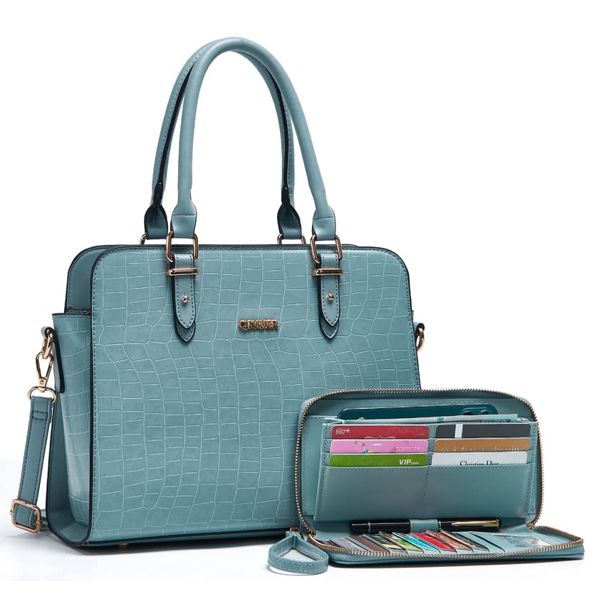 Stylish Qiyuer Women's Satchel Purse with Top Handle & Wallet Set - 2-Piece Work Tote Bag for Office, Travel & Everyday Use