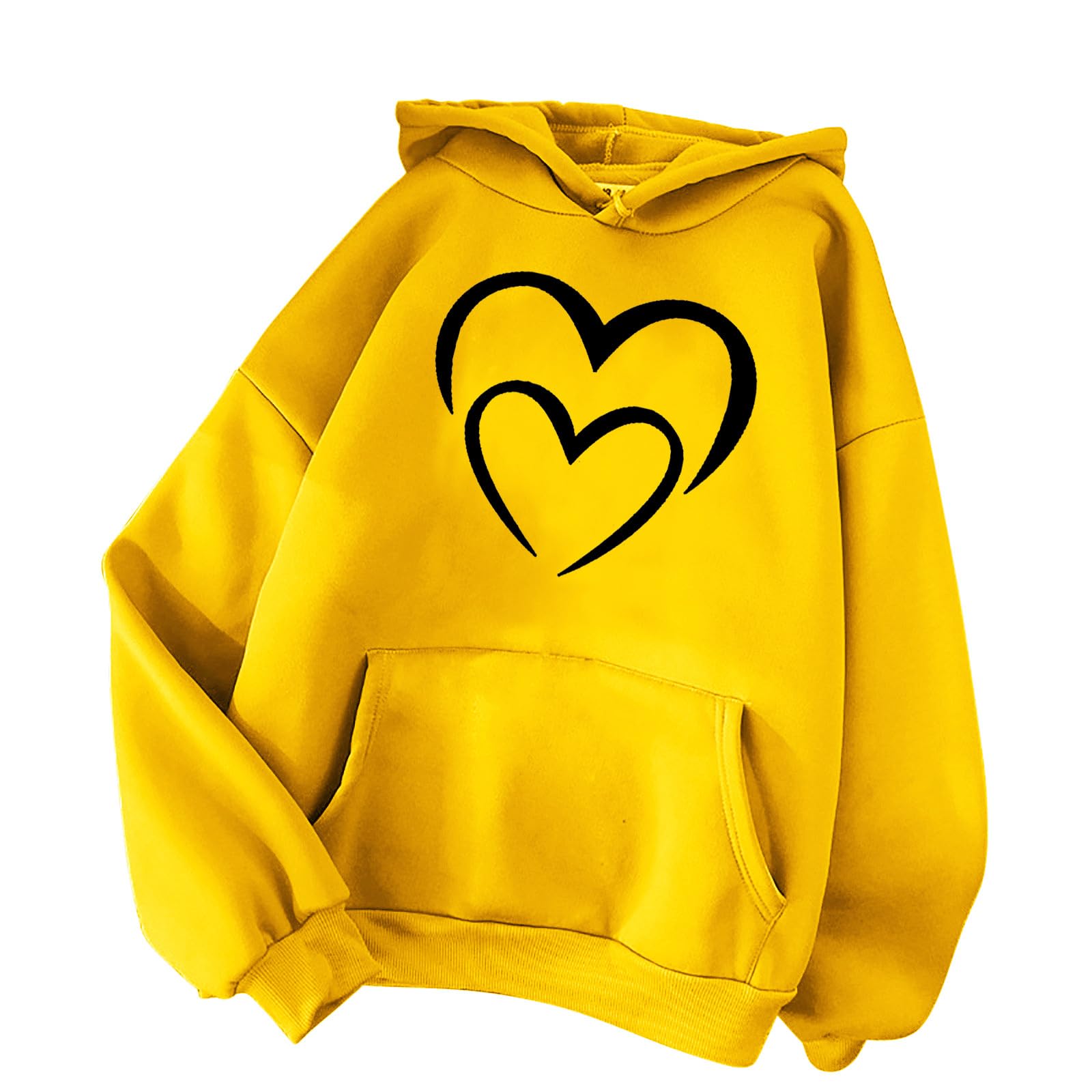 Women's Cute Heart Hoodie Pullover - Casual Long Sleeve Sweatshirt with Kangaroo Pocket for Teen Girls | Perfect for School, Dates, and Weekend Outings