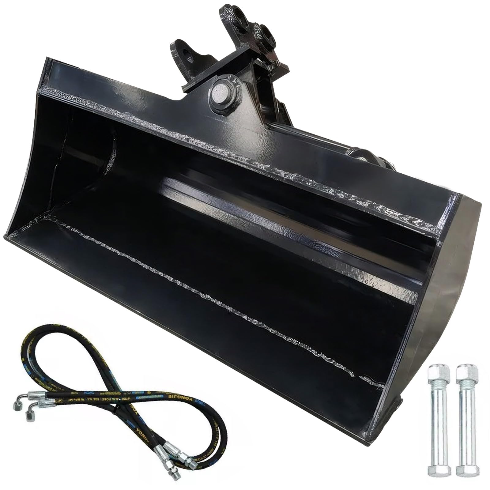 600mm Plain Mud Bucket Grading Attachment for Mini Excavators - Flat Tooth Backhoe Buckets - Heavy Duty Excavator Attachment (90mm/3.54in Span) - Perfect for Construction, Landscaping & Trenching Projects