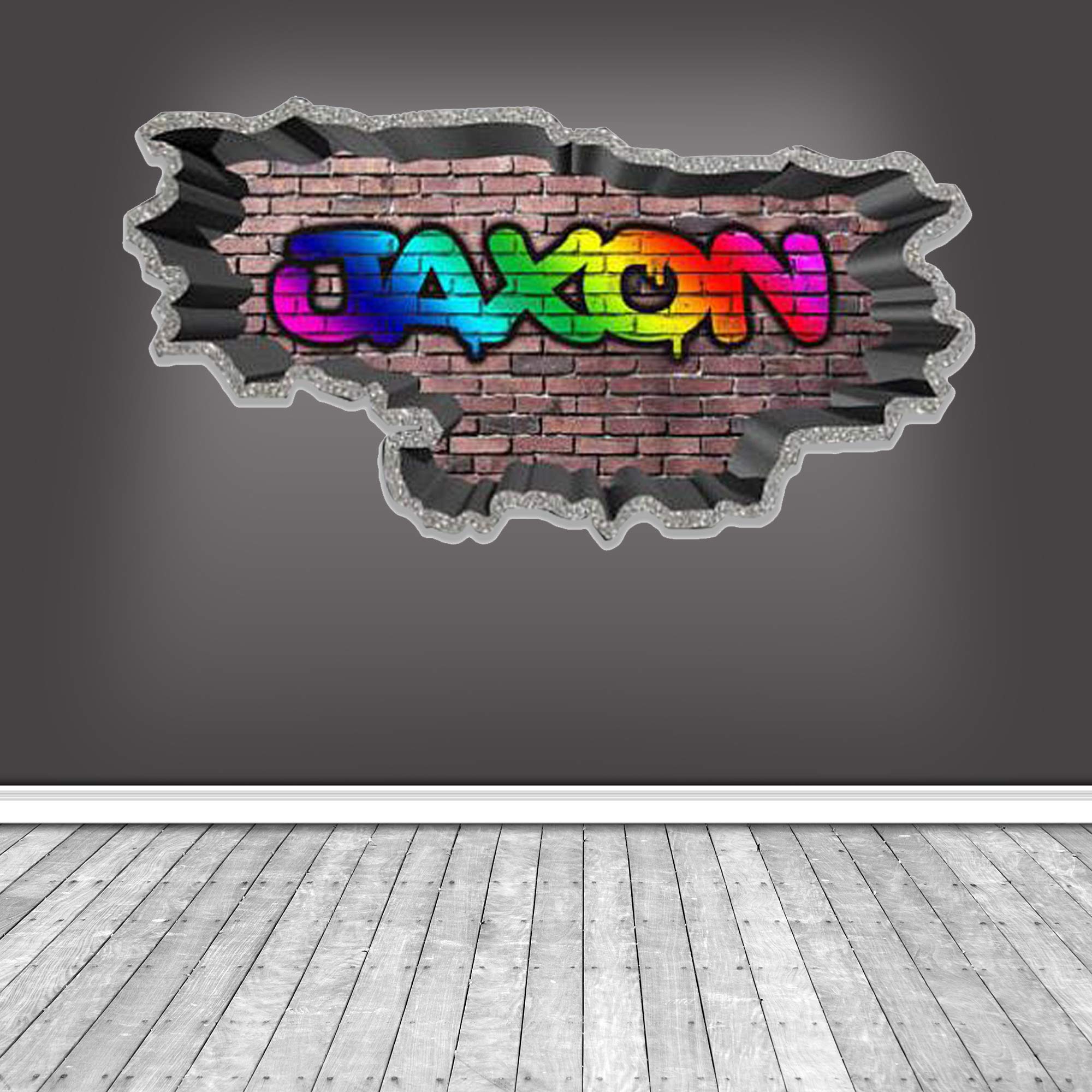 Custom Name Deep Concrete Border Graffiti Wall Decal - Personalized Vinyl Sticker for Urban Home Decor | MYSPGN20-XXLarge | Perfect for Bedroom, Living Room & Office Wall Art
