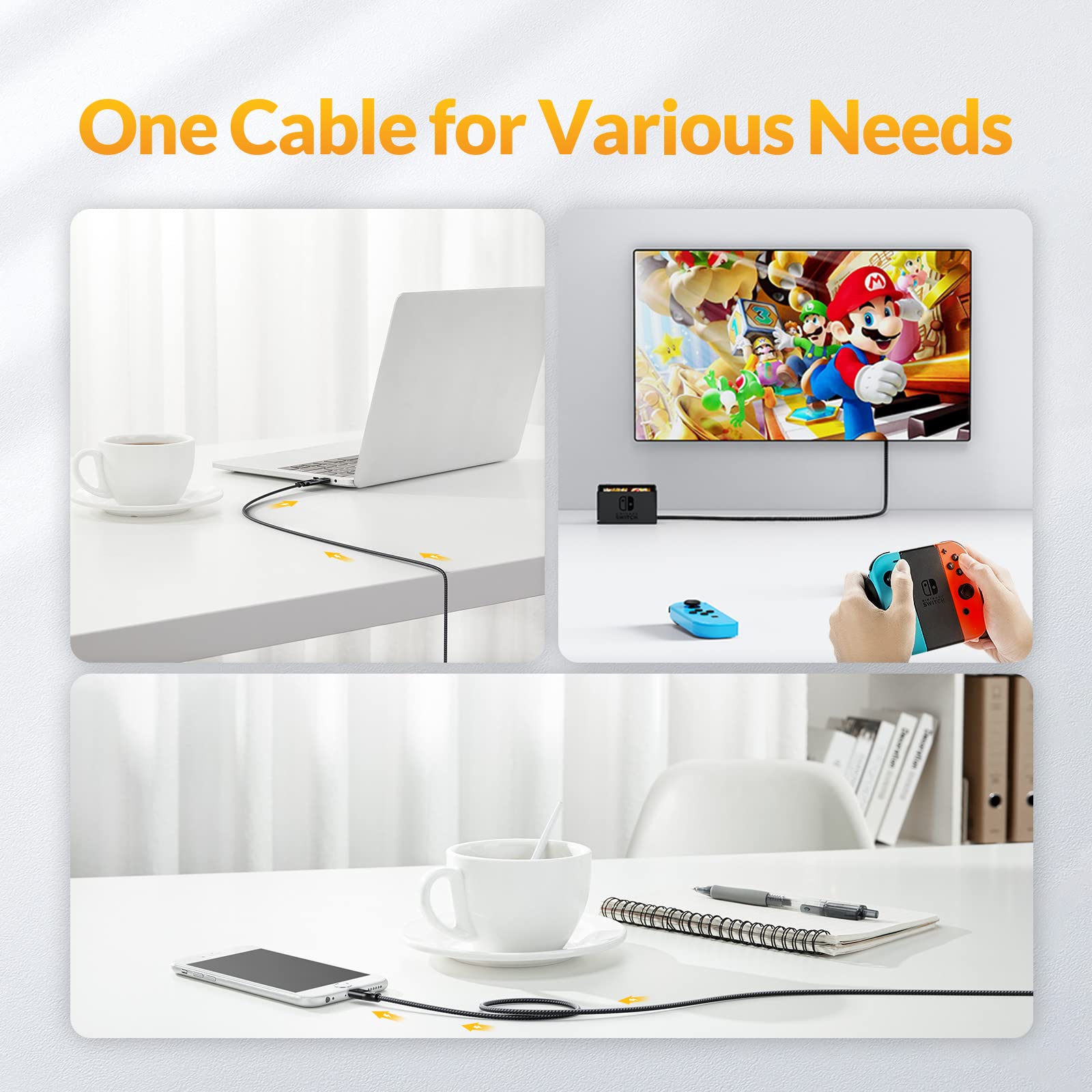 20Gbps USB C to USB C Cable & USB A Adapter, USB 3.2 Gen 2x2 Fast Charging & 4K@60Hz Video Sync - 100W PD Compatible with MacBook Pro, iPad Pro, Samsung Galaxy S23/S22/S21 - Perfect for Home Office, Gaming & Travel Charging